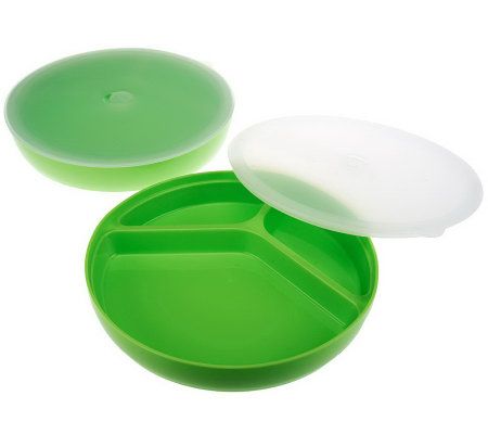 Prepology Set of 2 Microwave Divided Plates w/ Vented Lids - Page 1 ...