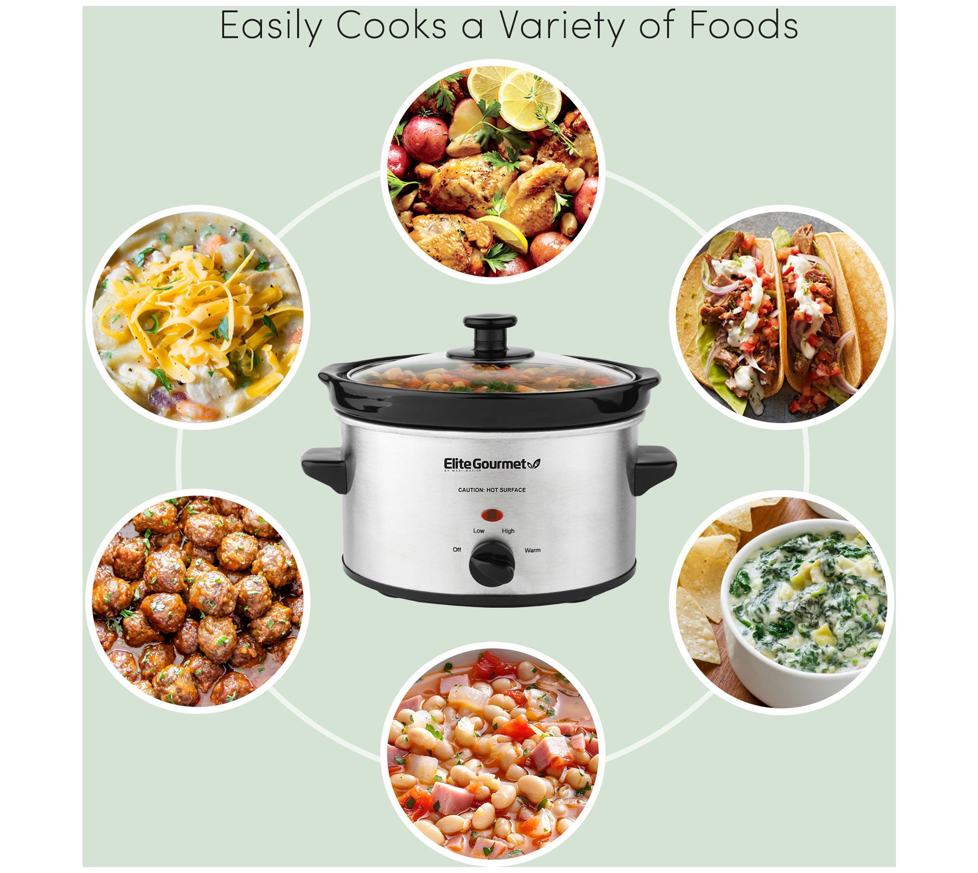 Elite Gourmet MST-250XS Electric Slow Cooker Stainless Steel, 1.5 Quart