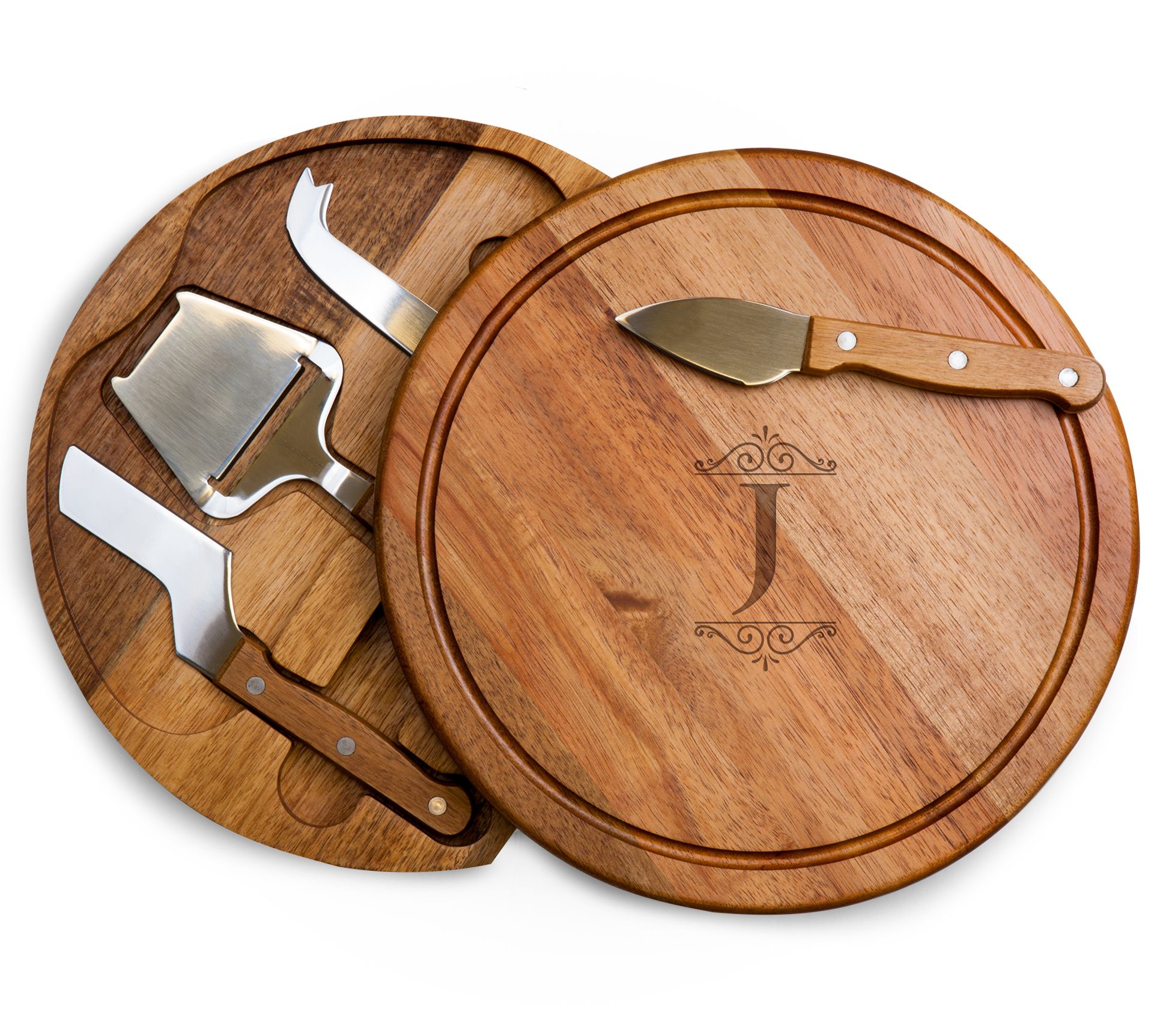 Toscana Monogram Circo Acacia Cheese Cutting Bord & Tools Set