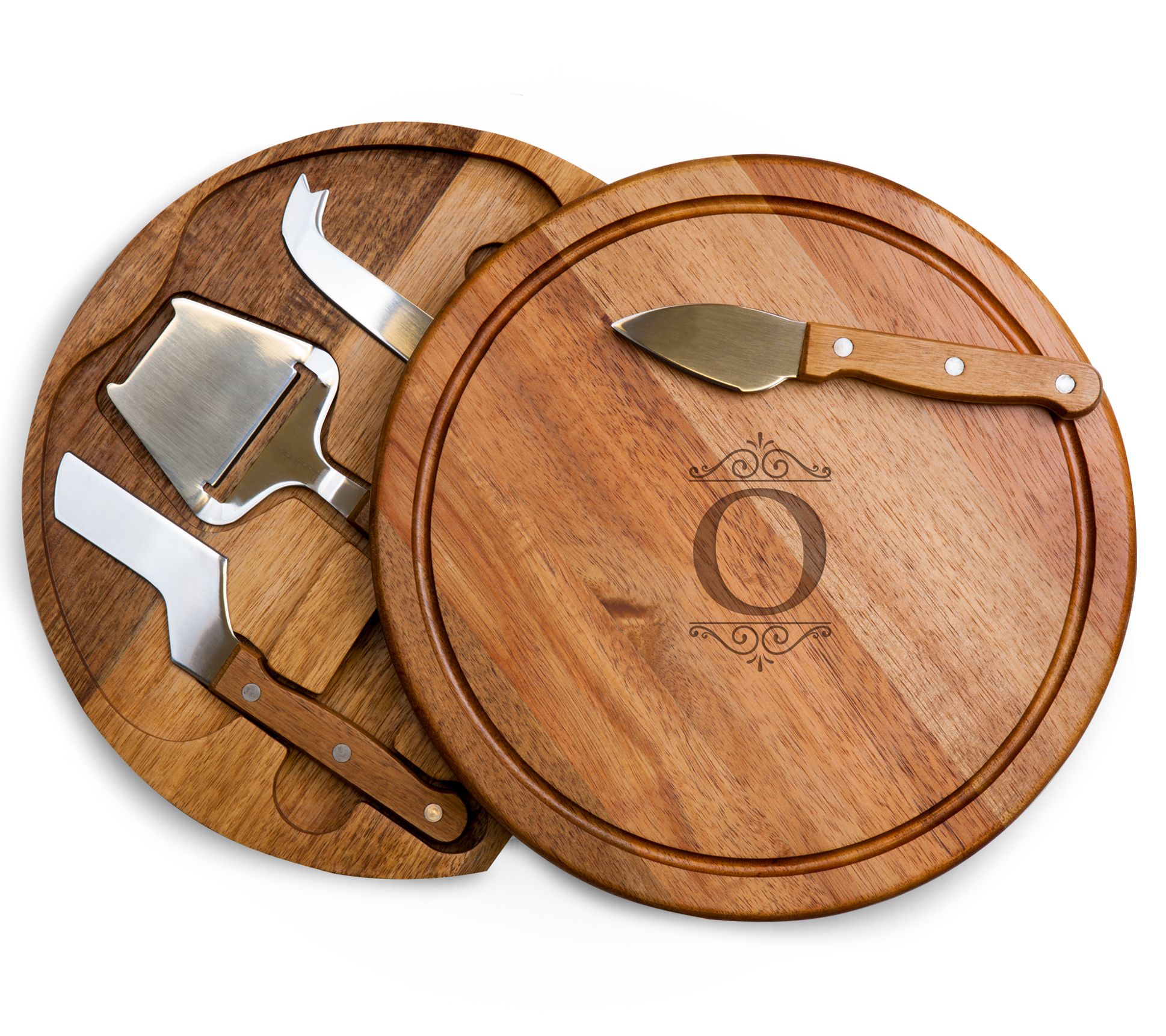 Toscana Monogram Circo Acacia Cheese Cutting Bord & Tools Set