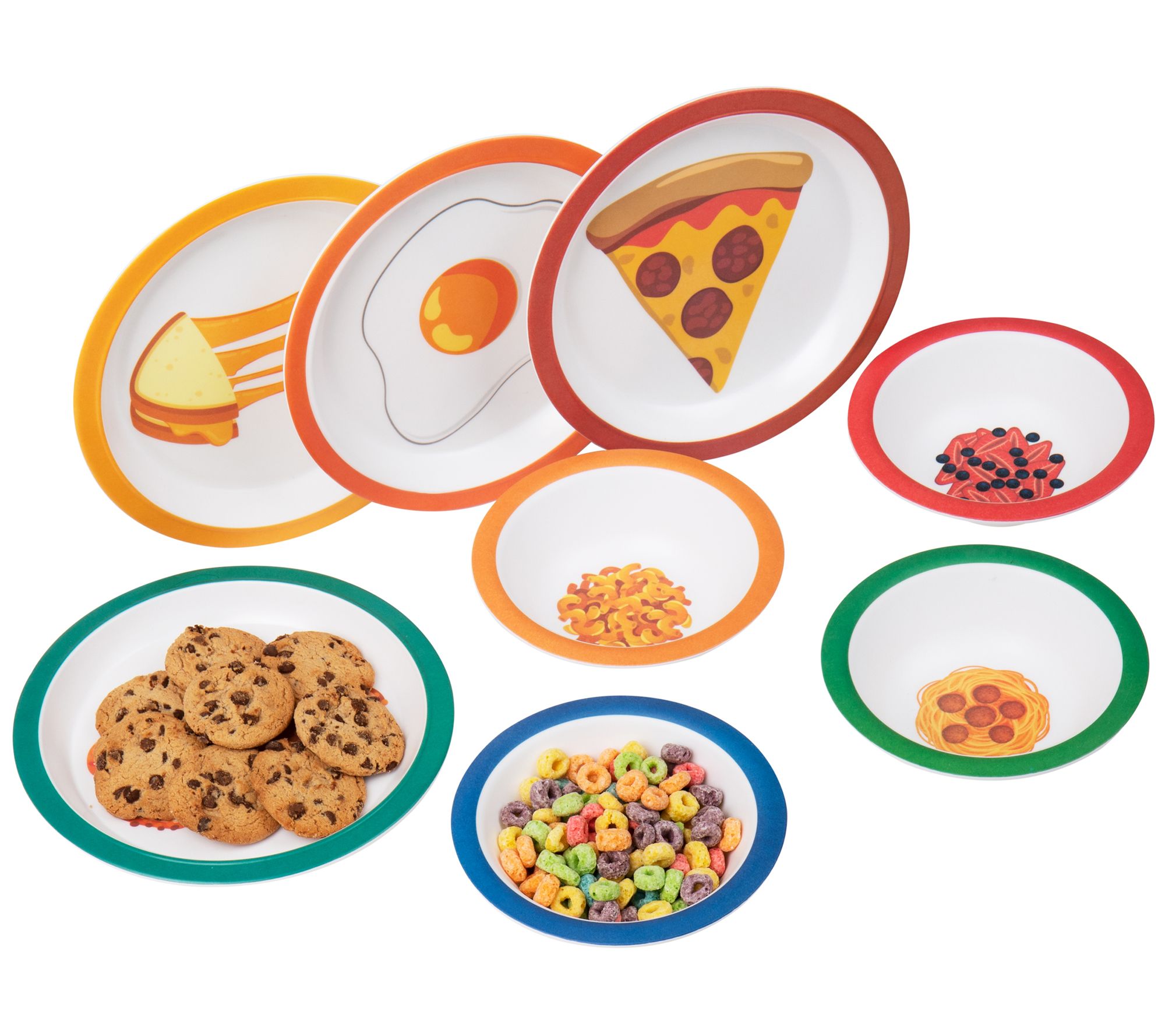 Mind Reader Bon Appetit Collection 8pc Kids Plate and Bowl Set