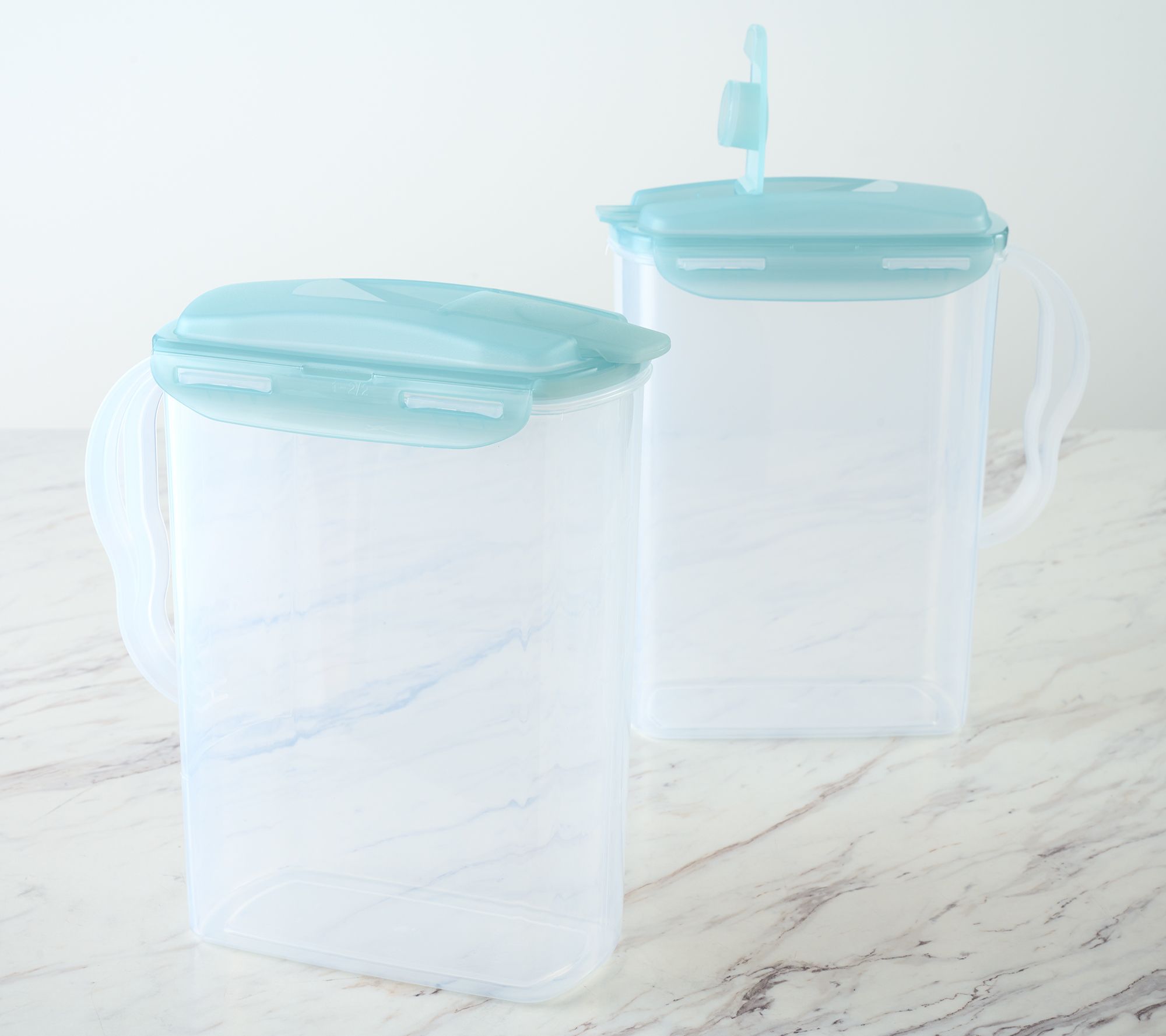 LocknLock Set of (2) 1-Gallon Pitchers w/ (2) Travel Lids