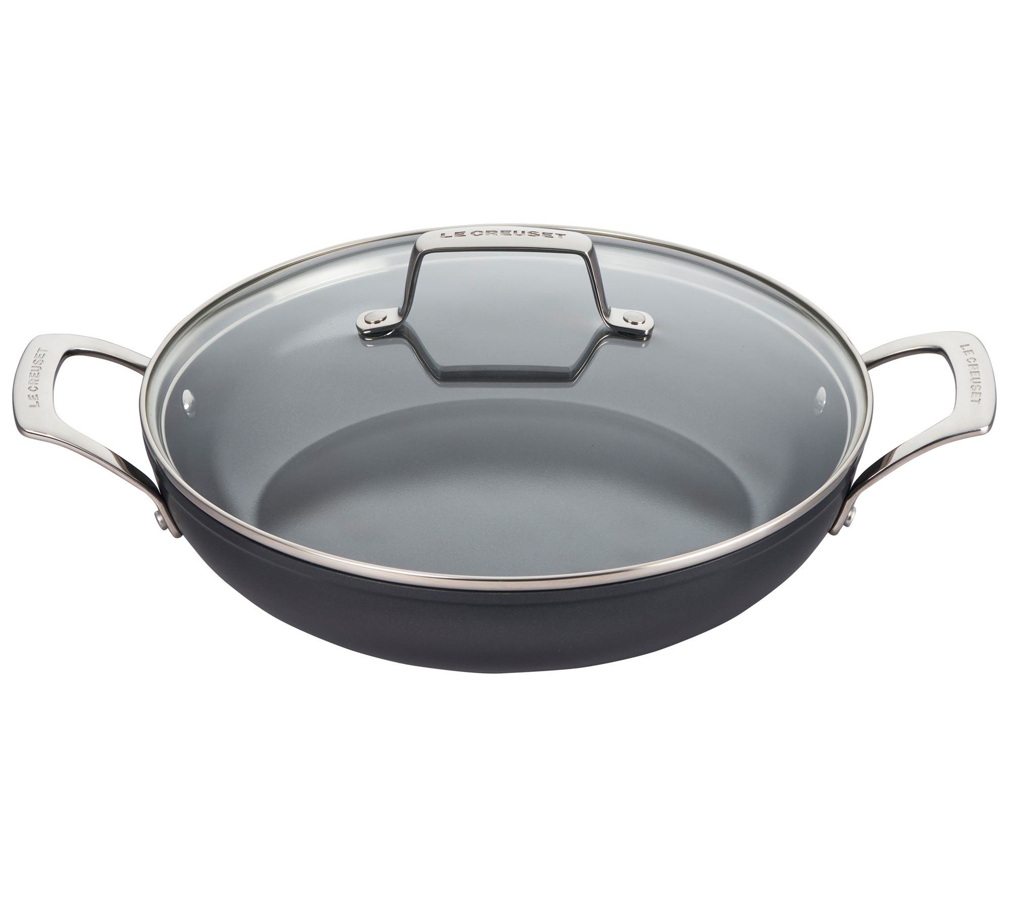 Le Creuset Esse ntial Non-Stick 3.5 qt Shallow Braiser w/ Gla