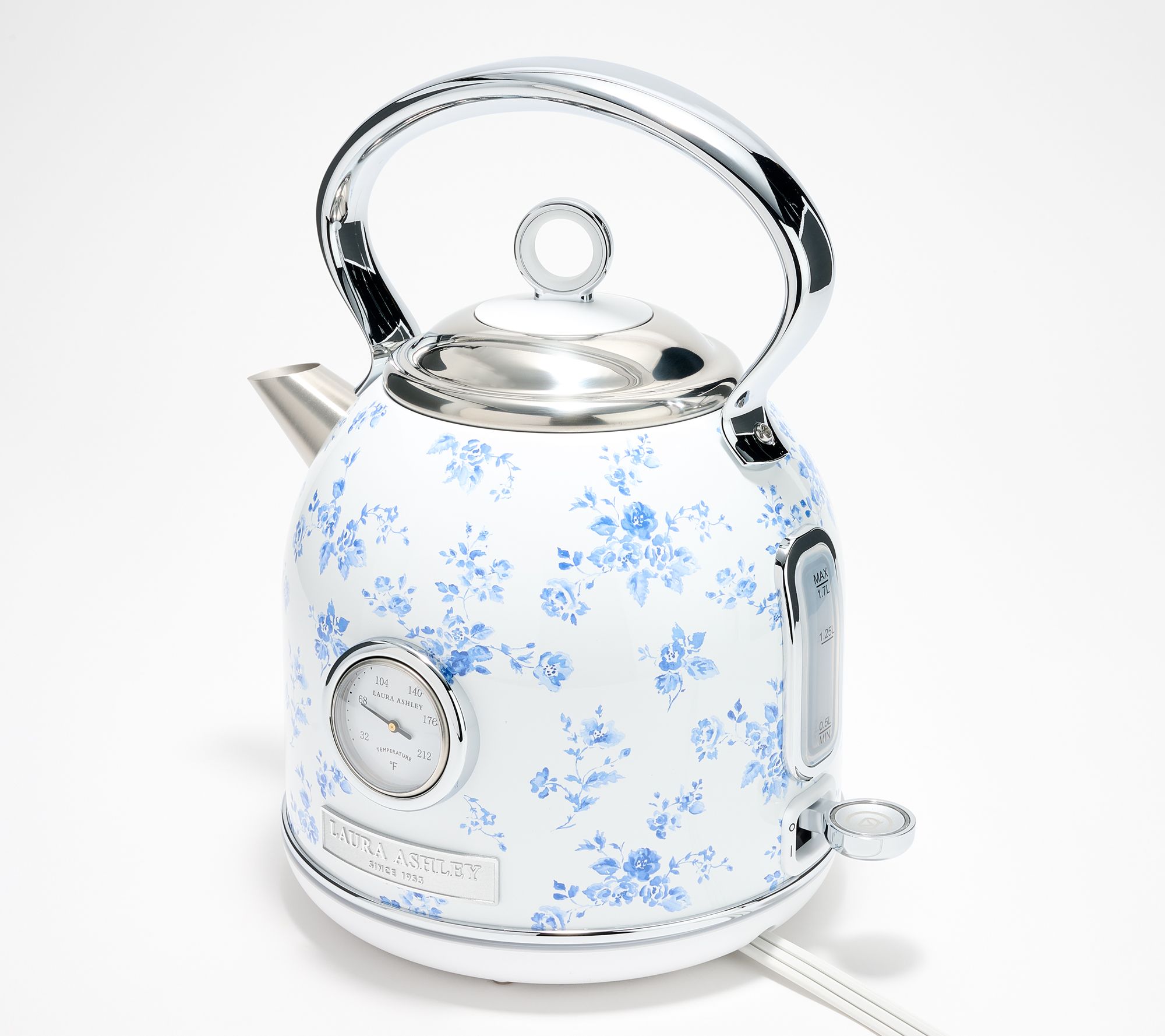 Laura Ashley 1.7 Liter Dome Electric Kettle with Visual Thermometer