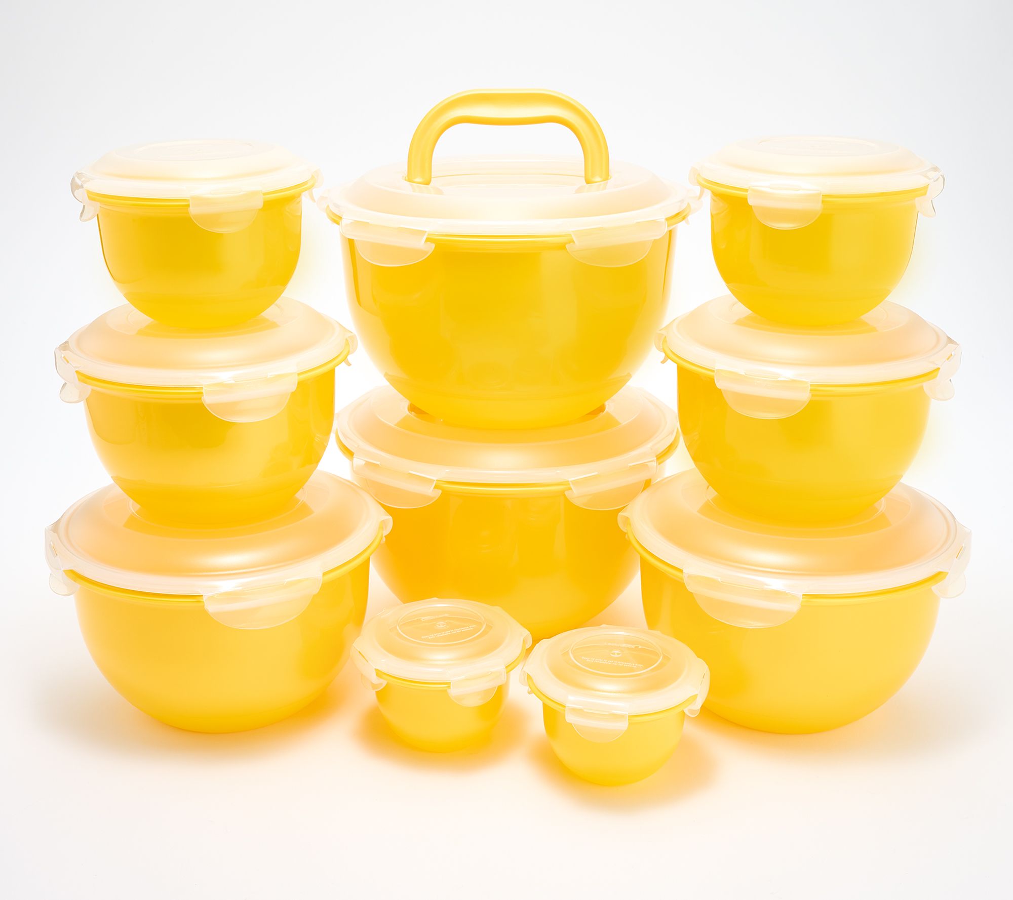 LocknLock 10-Pc Nestable Colored Body Tulip Bowls w/ (2) Handle Lids