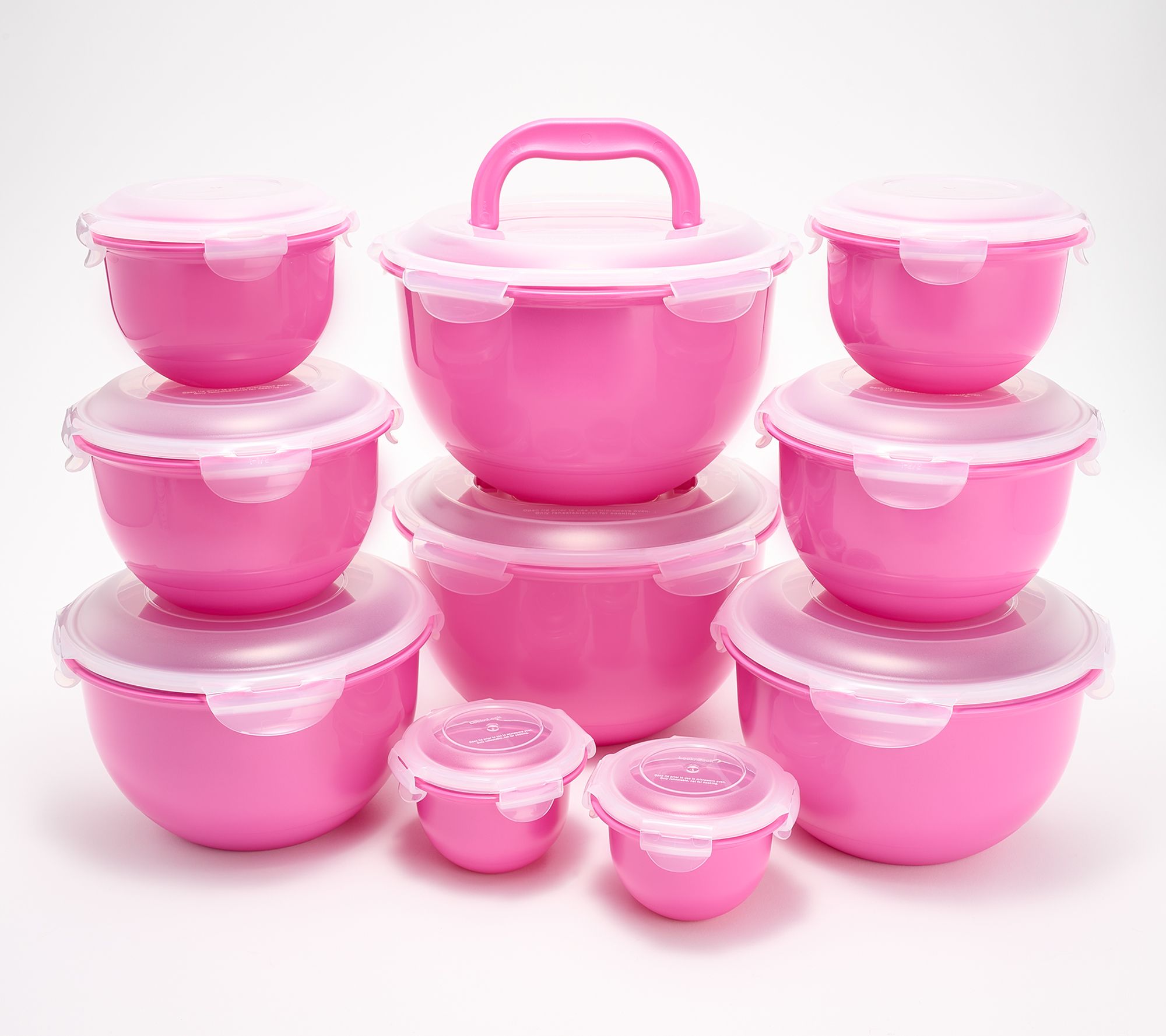 LocknLock 10-Pc Nestable Colored Body Tulip Bowls w/ (2) Handle Lids