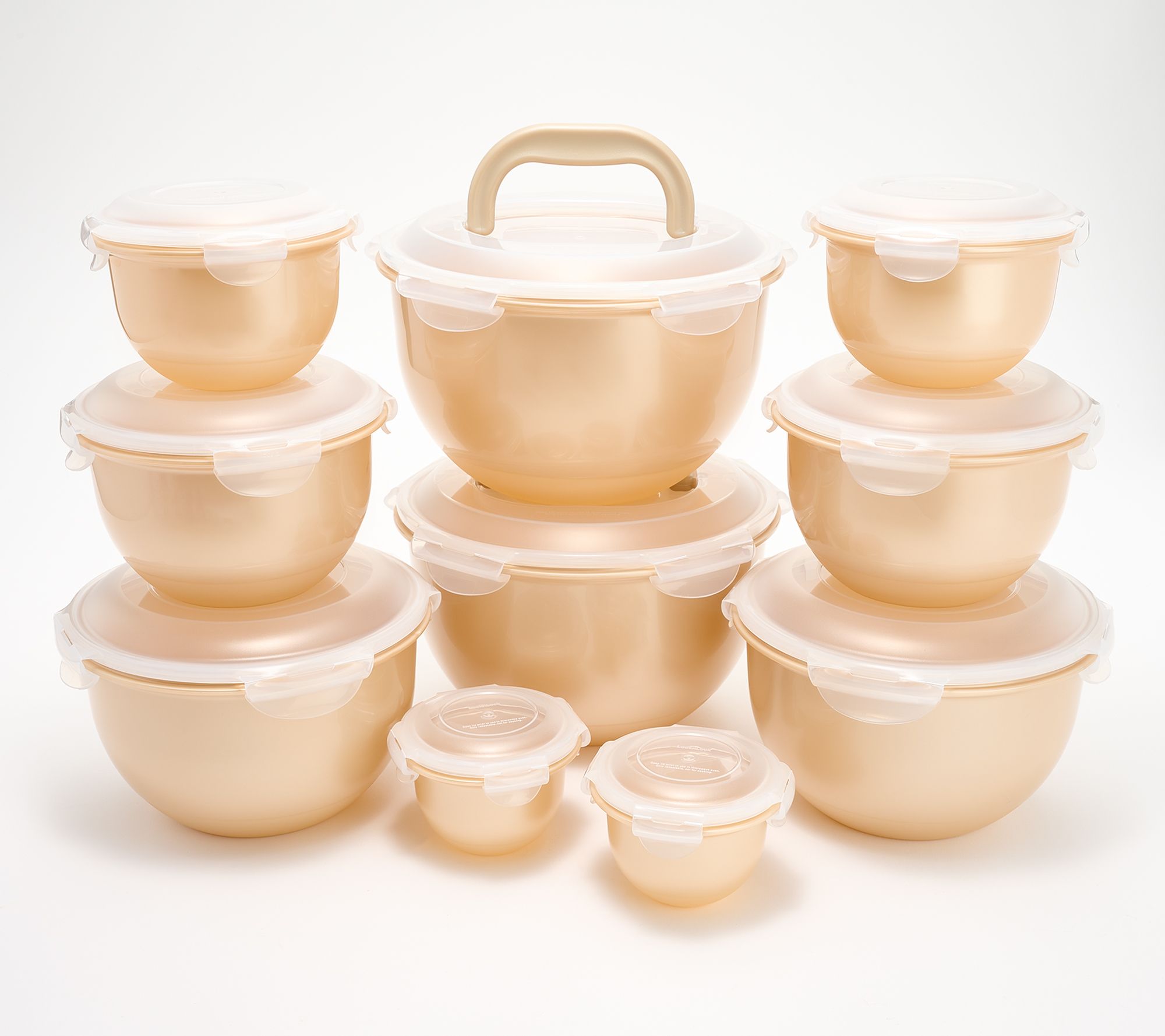 LocknLock 10-Pc Nestable Colored Body Tulip Bowls w/ (2) Handle Lids