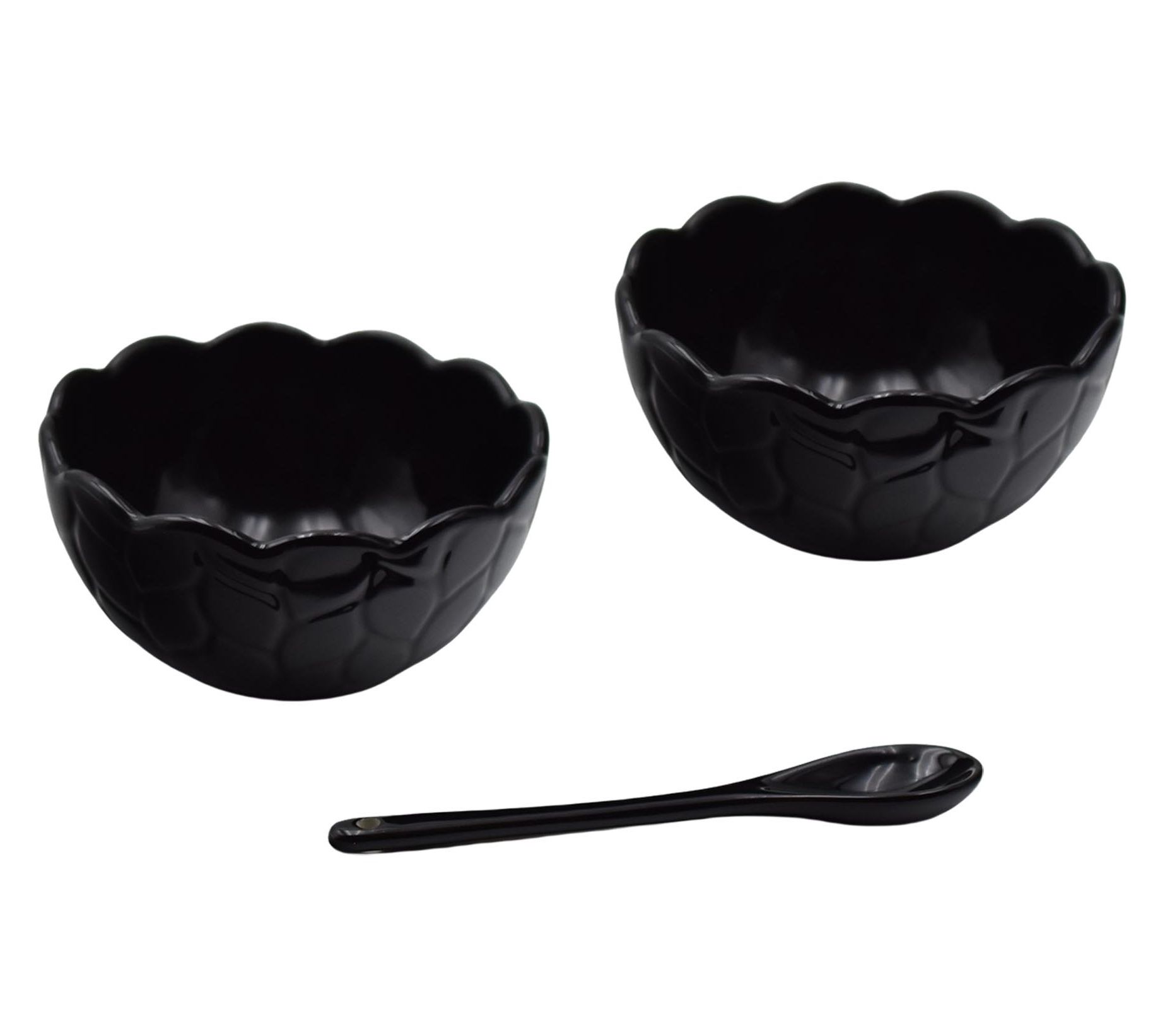 Temp-tations Carved Willow S/2 Ruffled Ramekins with Spoon