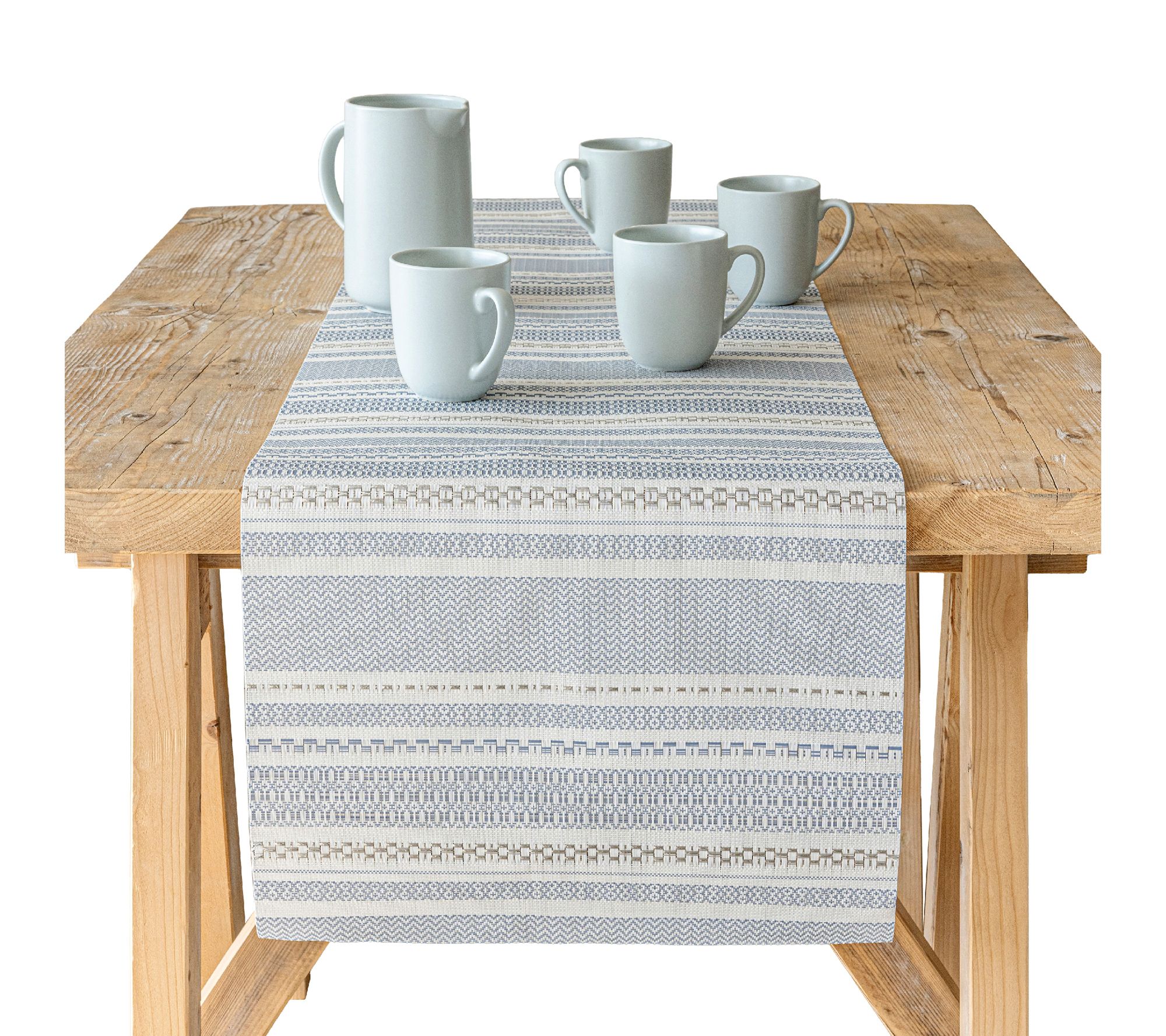 over&back 18x90 Reversible Striped Table Runner- Waterproof