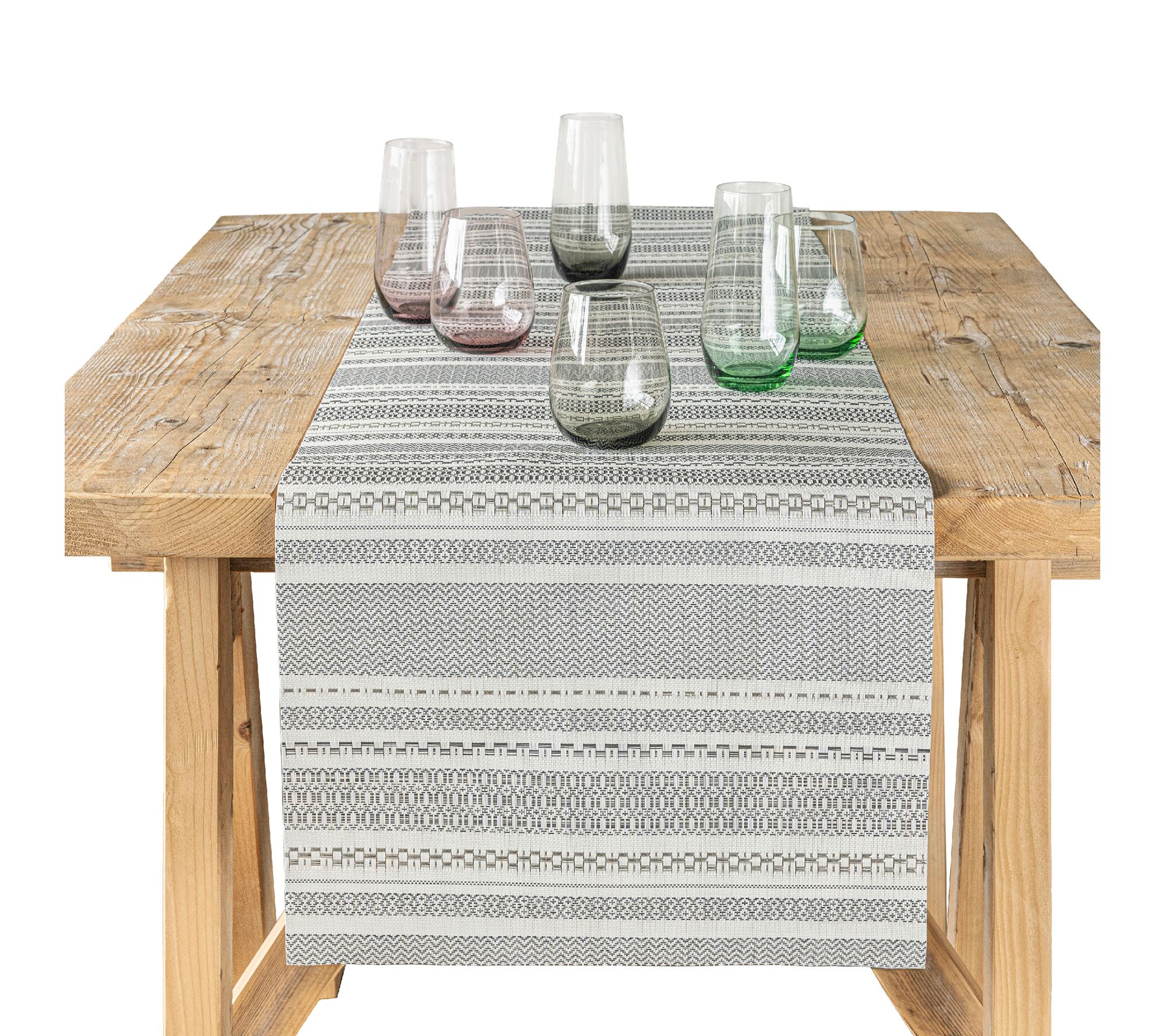 over&back 18x90 Reversible Striped Table Runner- Waterproof