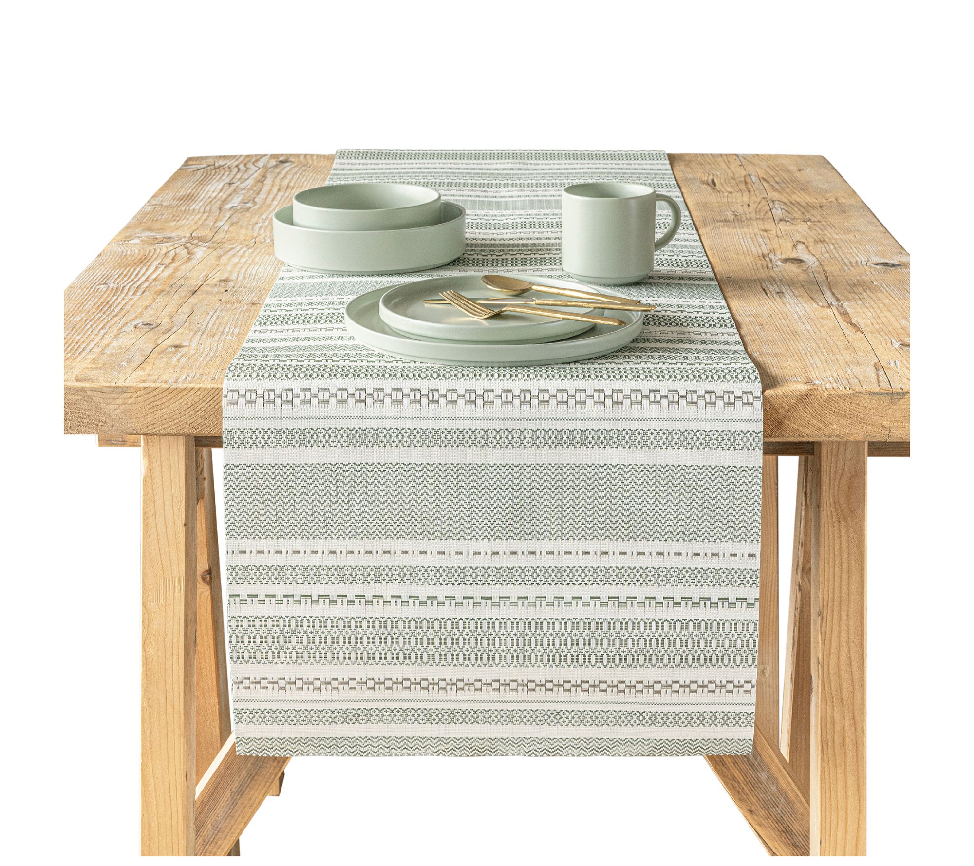 over&back 18x90 Reversible Striped Table Runner  - Waterproof
