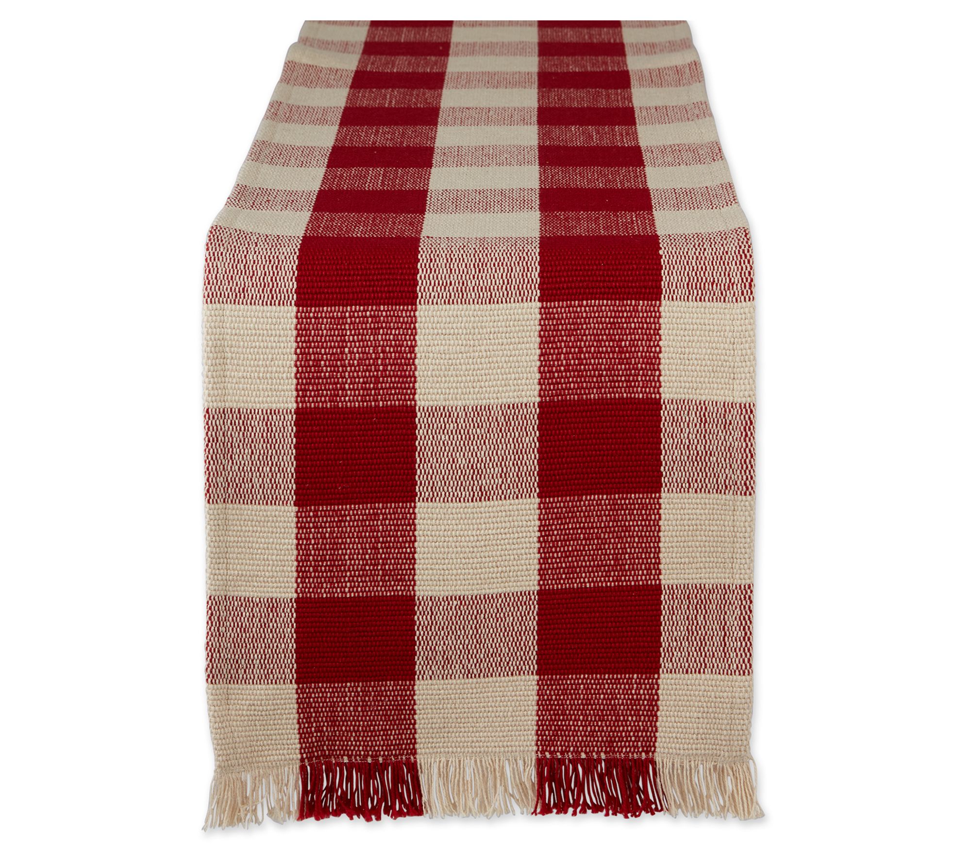Design Imports Check Fringe Table Runner 13x75
