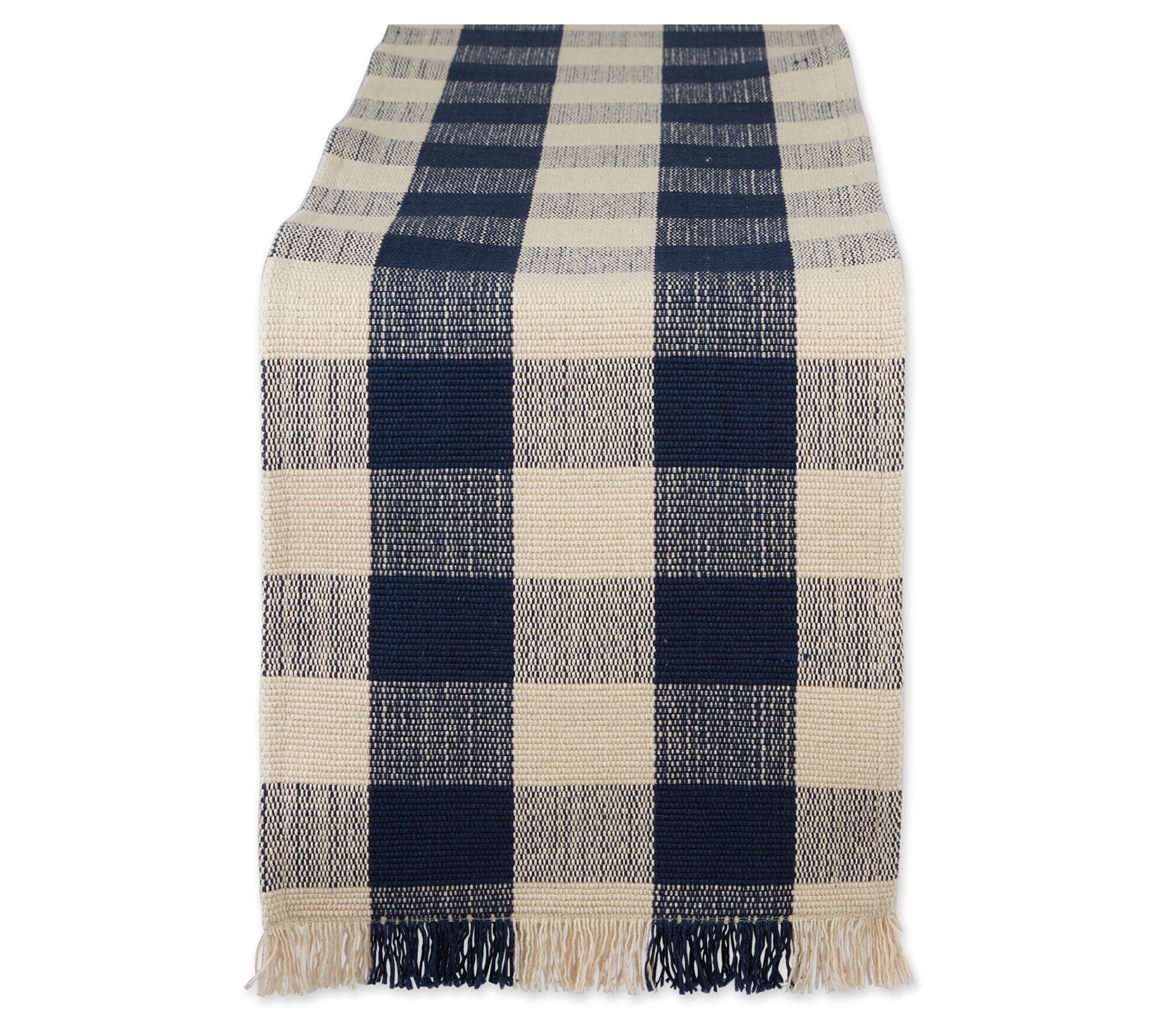 Design Imports Check Fringe Table Runner 13x75