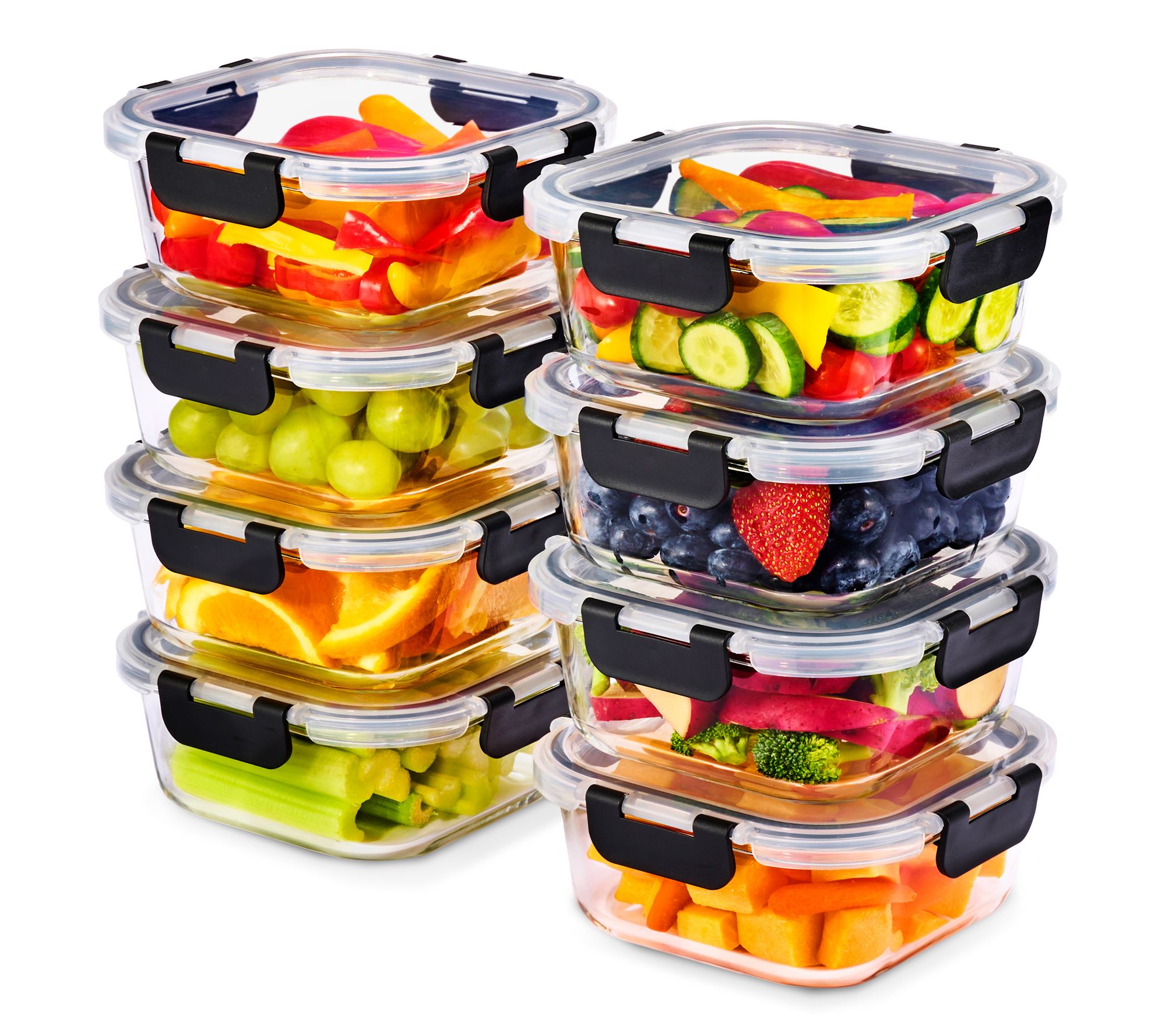 Sorbus Square Glass Food Containers with Airtight Lids 8-Pack