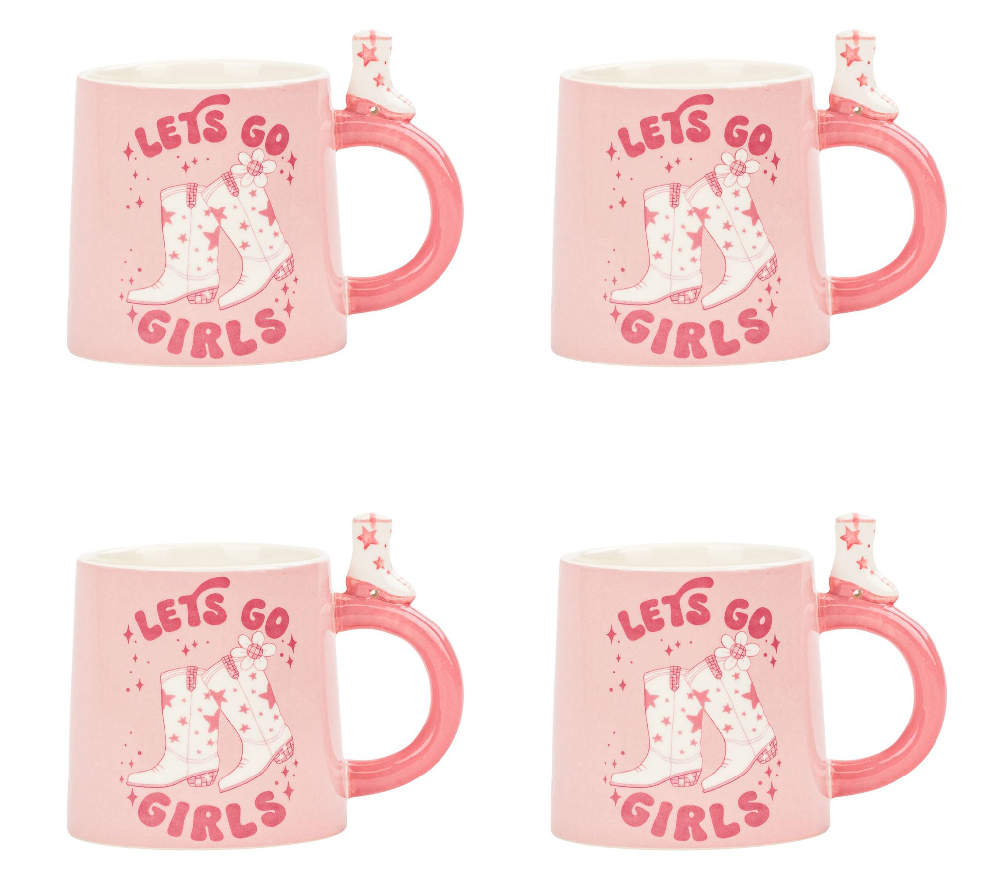 10 Strawberry Street Set of 4 Fancy Handle Coffee Mugs