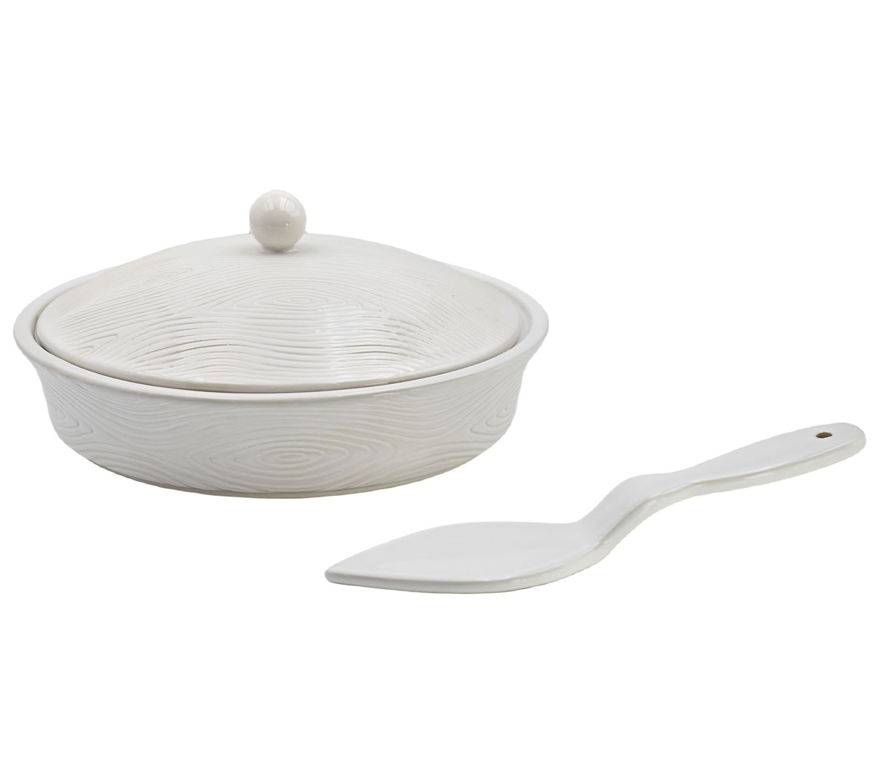 "As Is" Temp-tations Woodland Covered Pie Dish w/ Server