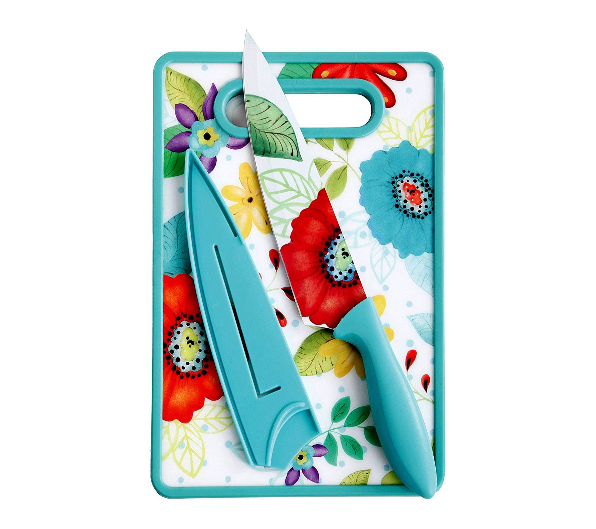 Studio California Jordana 3pc Knife and Board Set Turquoise