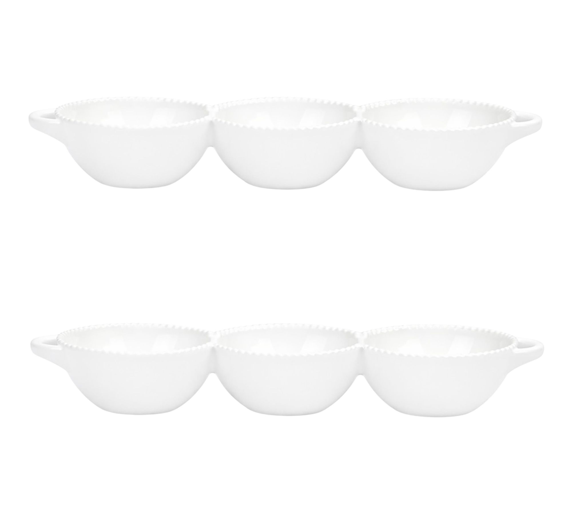 10 Strawberry Street Set of 2 Beaded Rim 3-BowlServing Dish