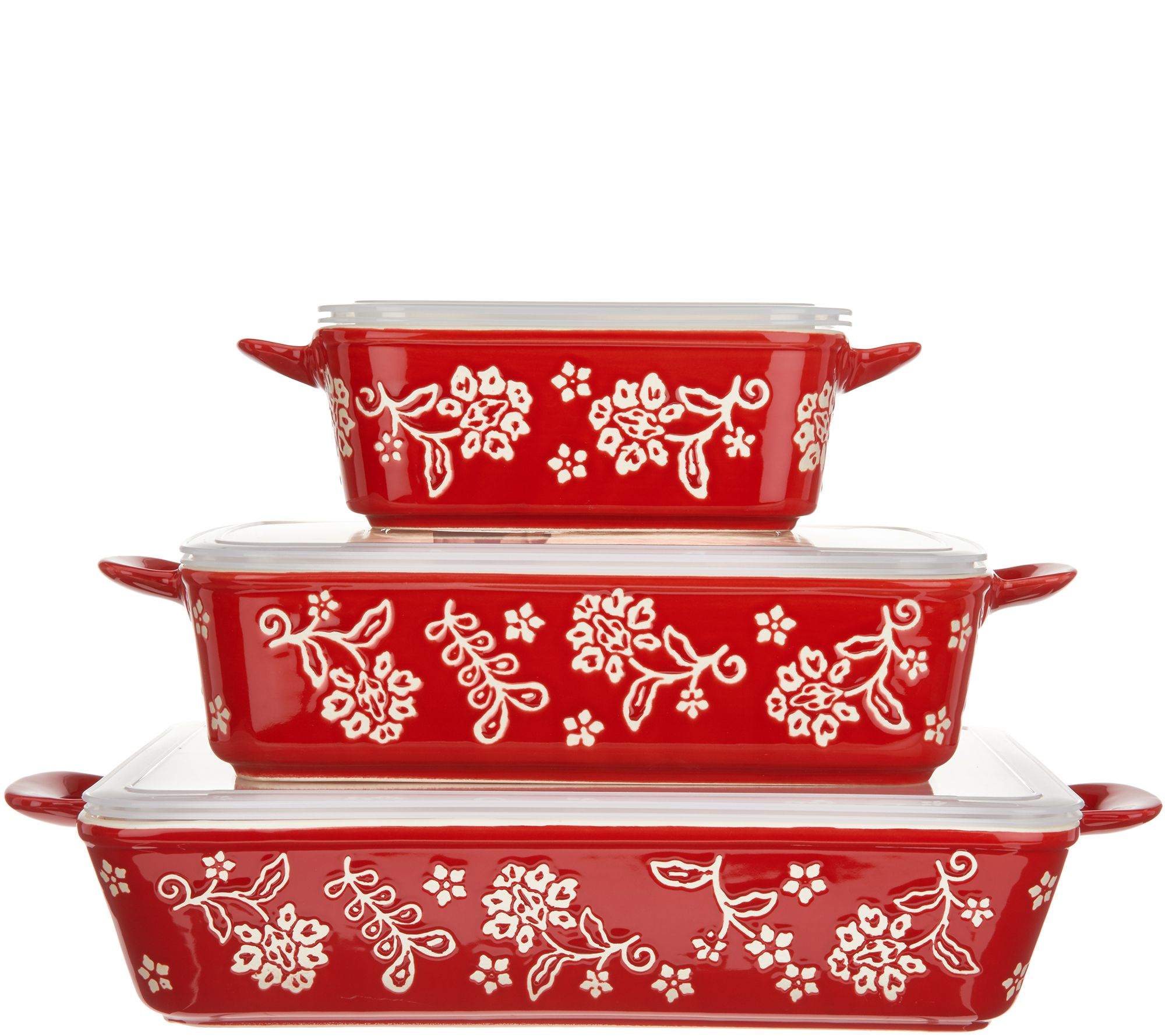 Cook's Essentials Santa Rosa 3-Pc Ceramic Bakers with Lids - QVC.com