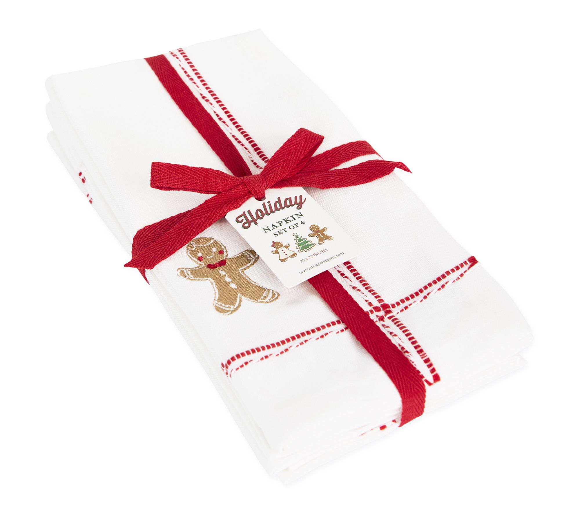 Design Imports Set of 4 Gingerbread Man Embellished Napkin Set/4