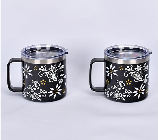 Temp-tations Set of (2) 14-oz Double Wall Stainless Mugs