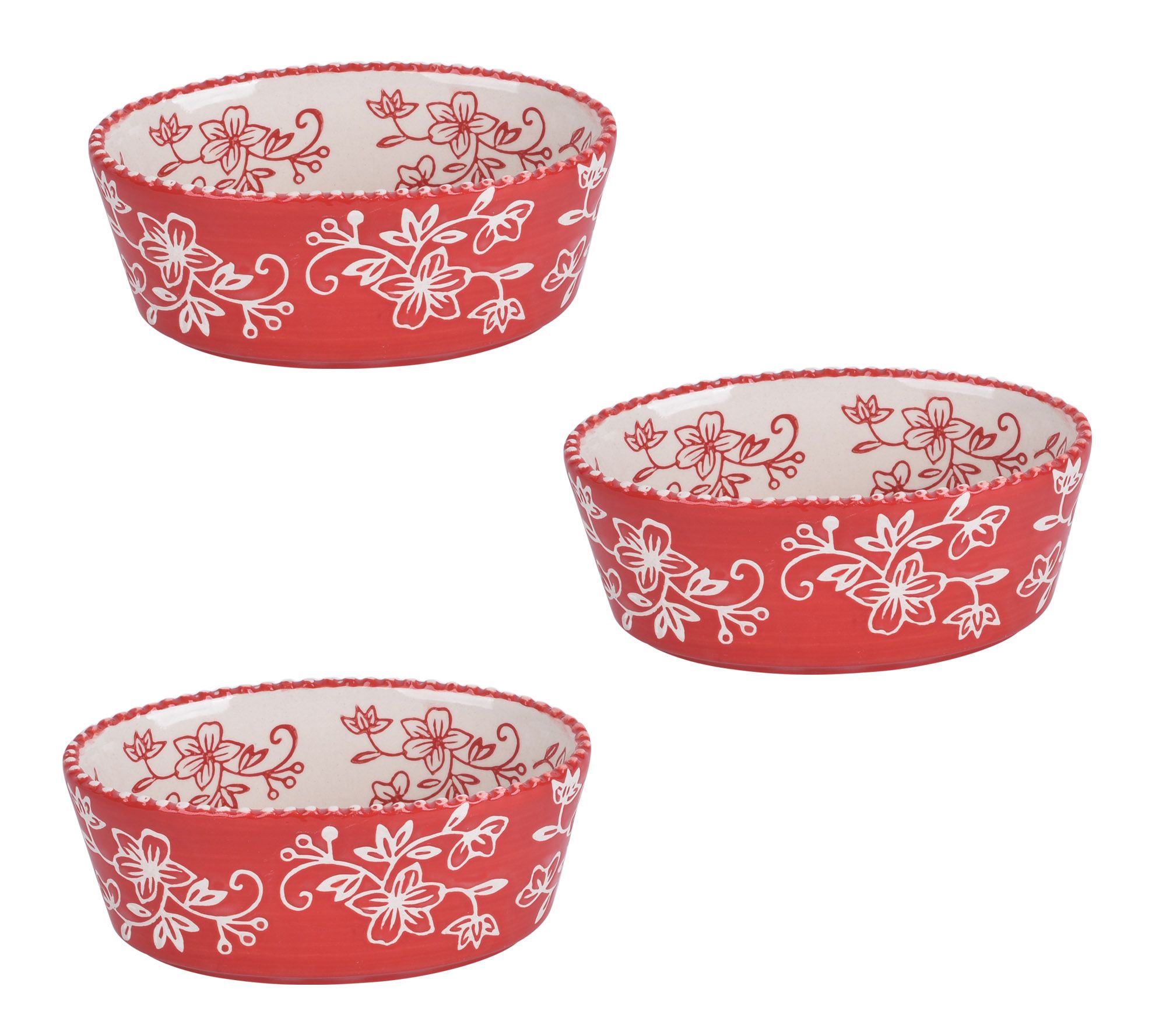 Temp-tations Floral Lace Set of (3) 8-oz Oval Ramekins - QVC.com