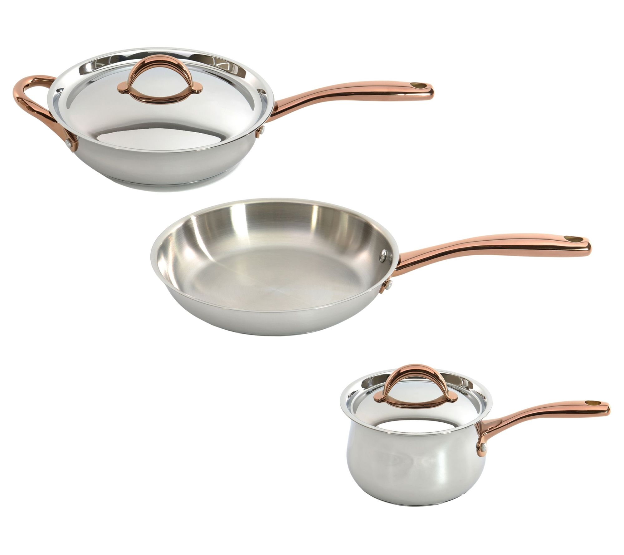 BergHOFF Ouro Gold 5Pc 18/10 SS Starter Set, Rose Gold Handles