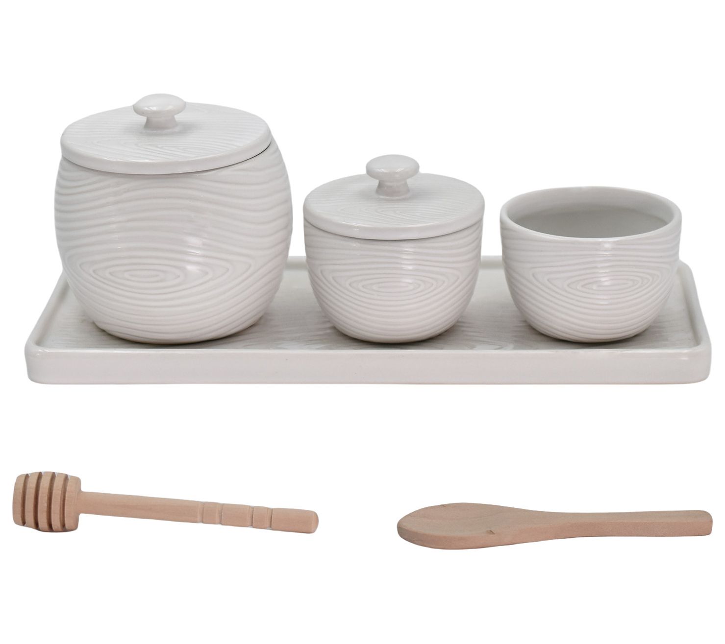 Temp-tations Woodland 3-Piece Condiment Jars with Tray