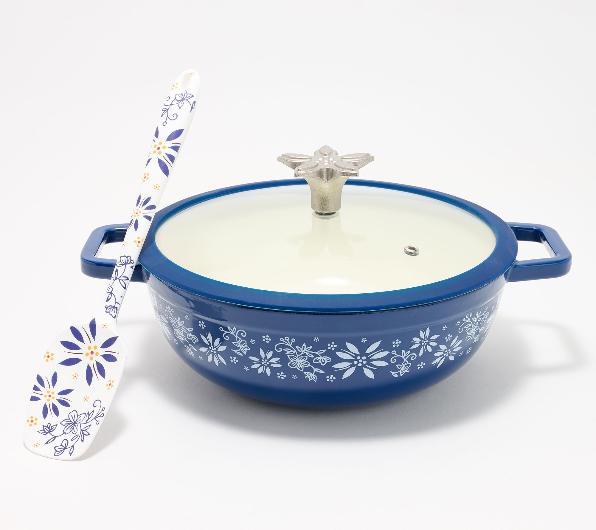 Temp-tations 3-Quart Cast Iron Cookware with Lid & Spoonula
