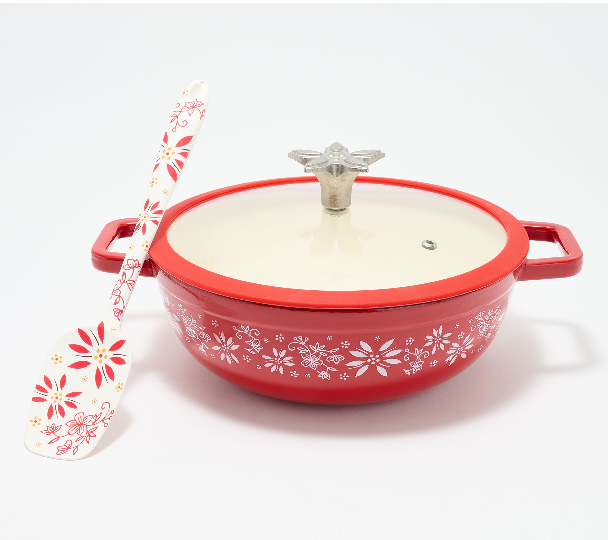 Temp-tations 3-Quart Cast Iron Cookware with Lid & Spoonula