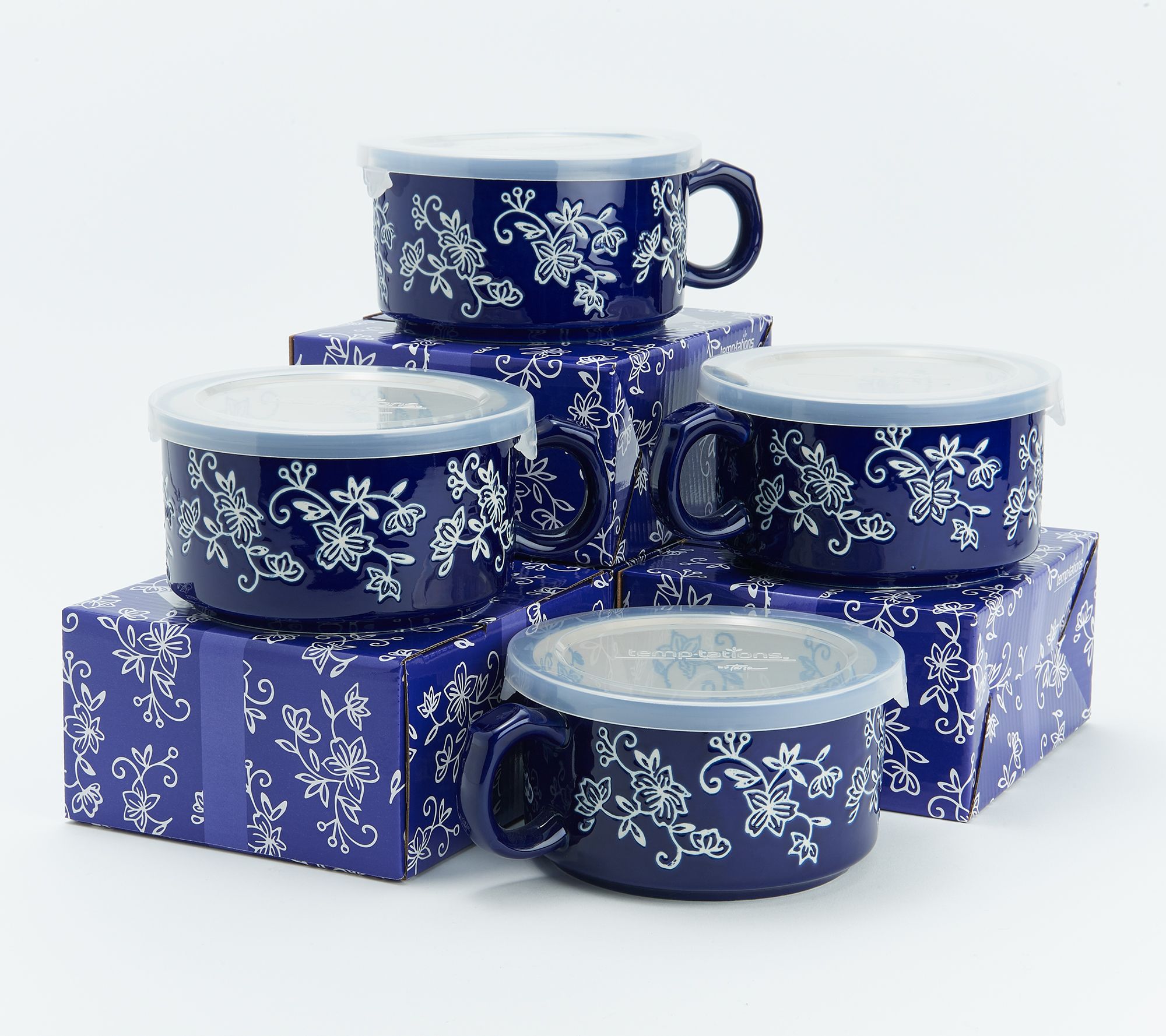"As Is" Temp-tations Floral Lace Set of 4 Meal Mugs