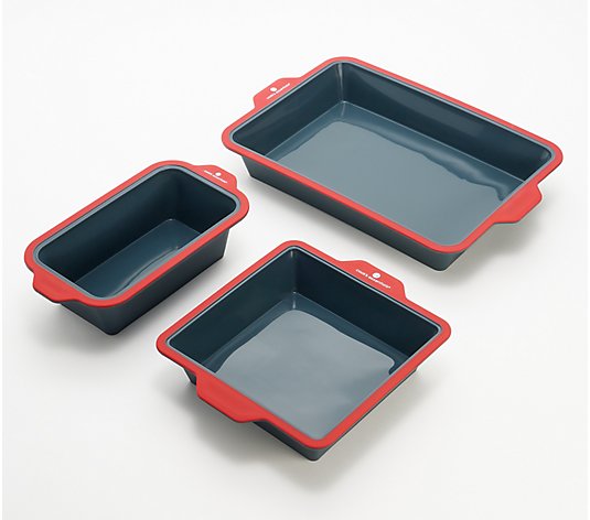 As Is Cook's Essentials 3-Piece Silicone Bakeware Set 