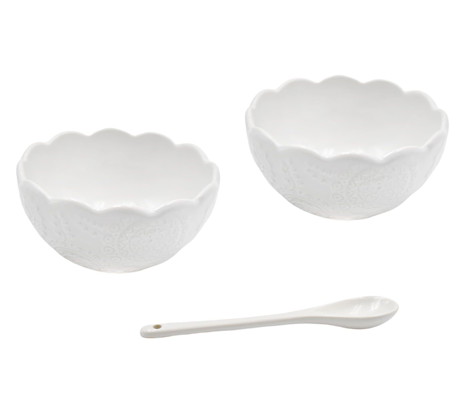 Temp-tations Mila S/2 Ruffled Ramekins with Spoon