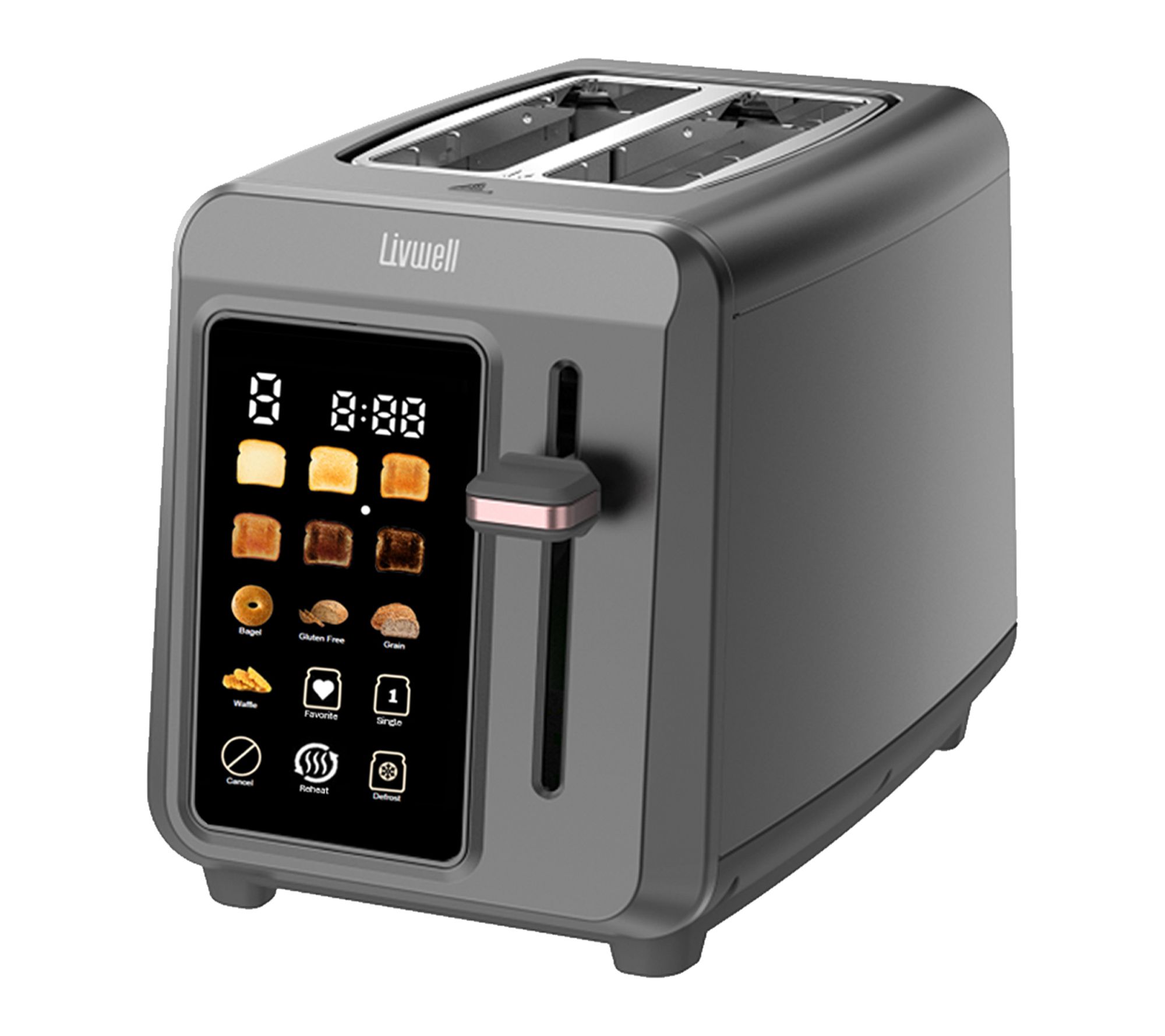 Livwell Smart Touch 2 Slice Metal Toaster, Gunmetal