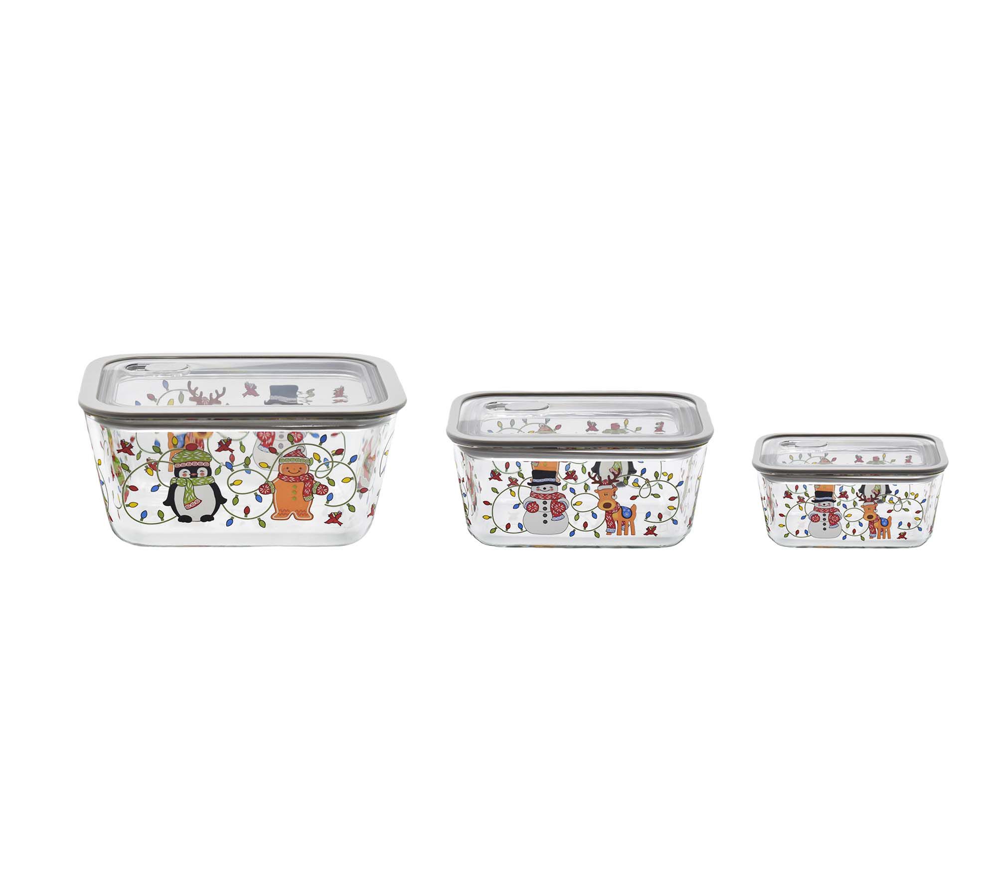 "As Is" Temp-tations Seasonal 3-Pc Glass Container Set w/ Vent Lid
