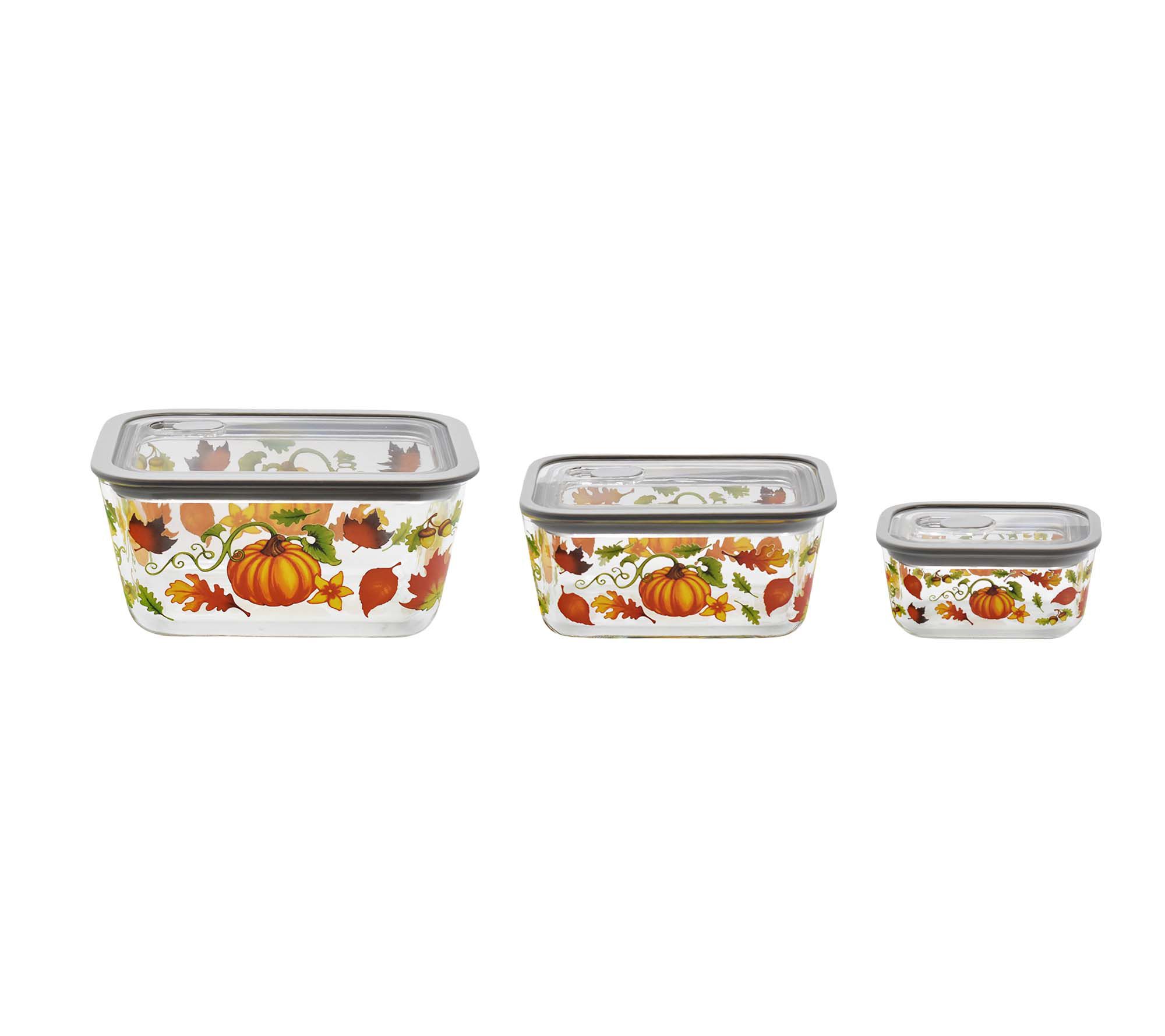 "As Is" Temp-tations Seasonal 3-Pc Glass Container Set w/ Vent Lid