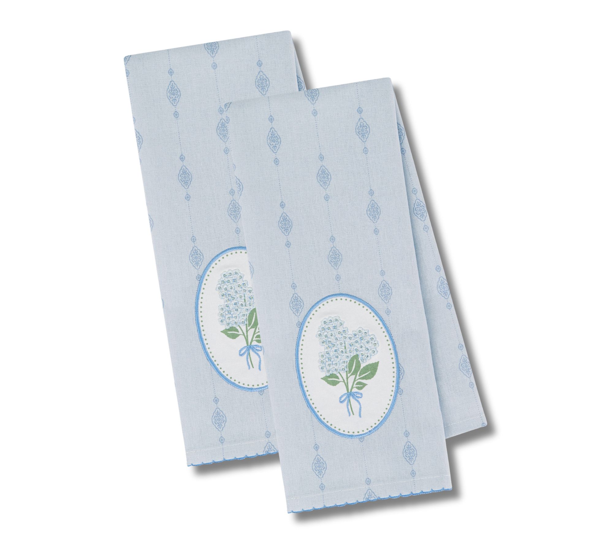 Design Imports Hydrangea Embellished Kitchen Towel Set of 2