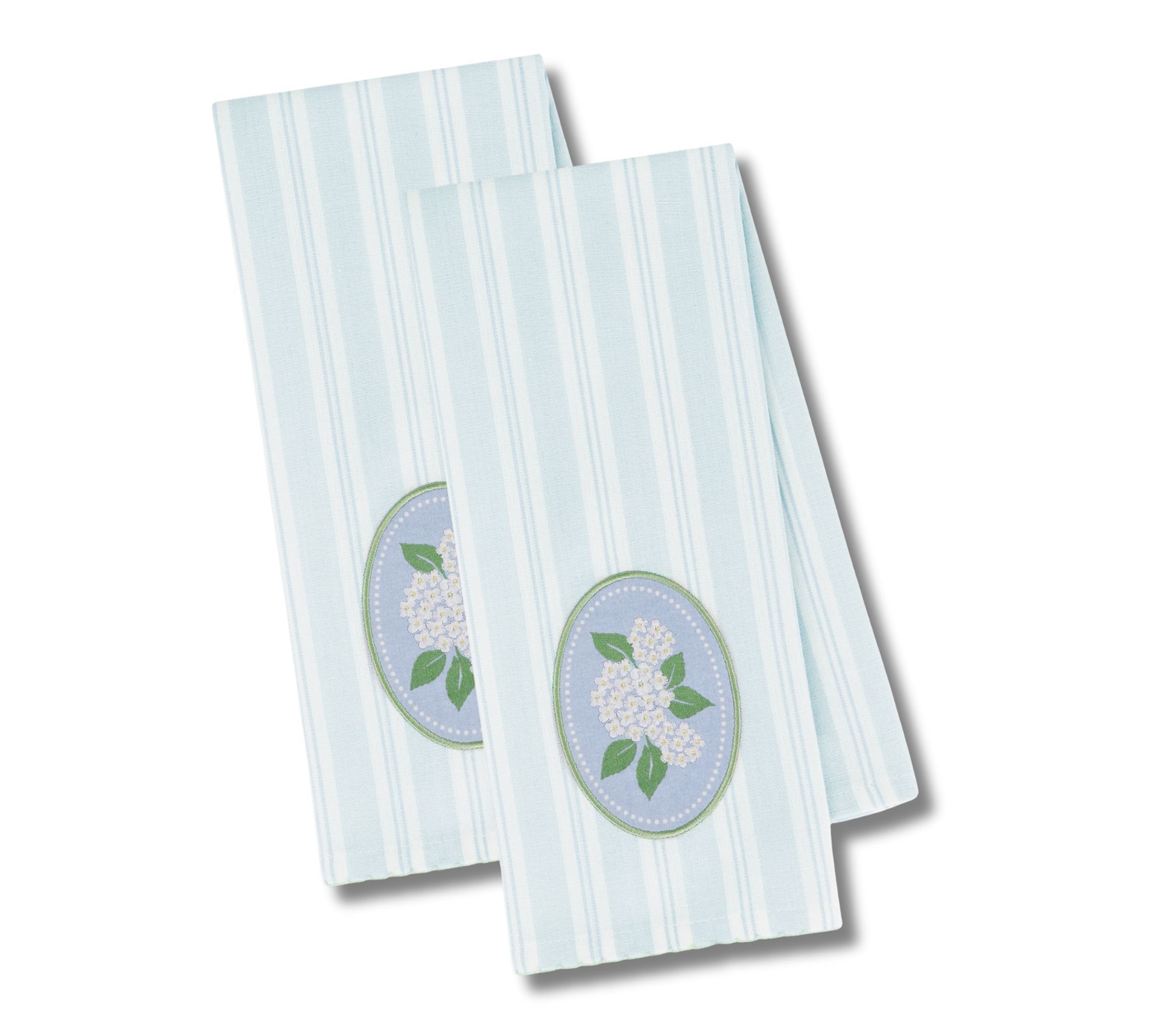 Design Imports Hydrangea Embellished Kitchen Towel Set of 2