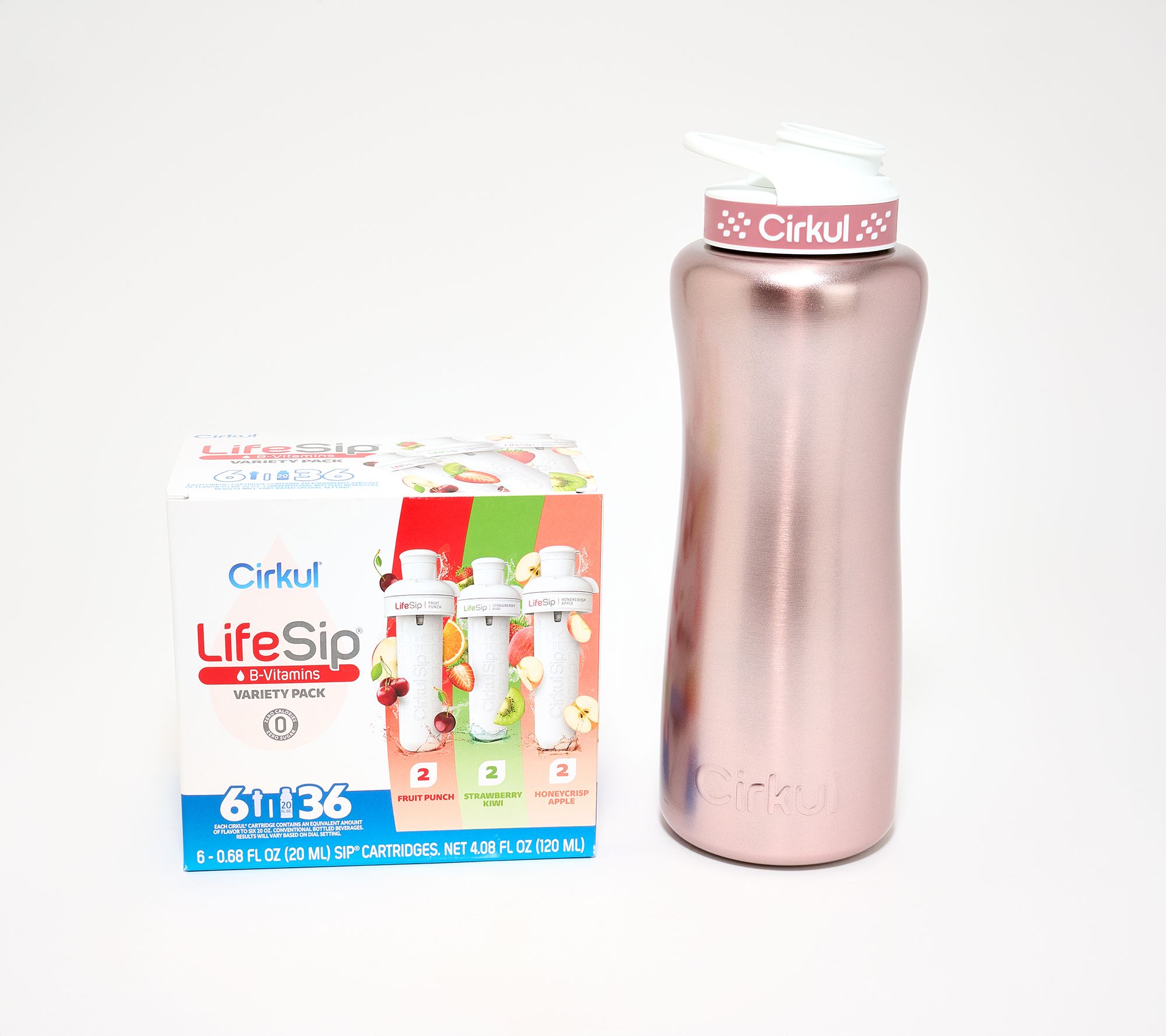 Cirkul 32-oz SS Bottle with 6 LifeSip Variety Flavors