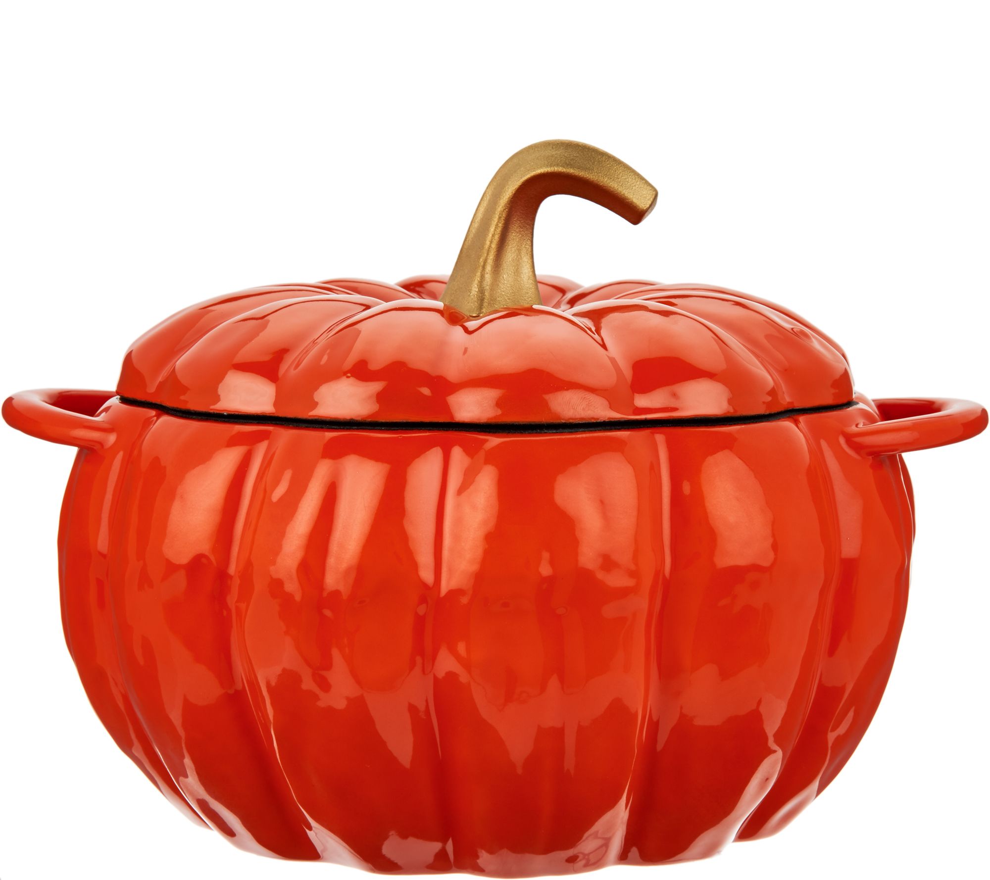 Cooks Essentials 3.5 qt Cast Iron Pumpkin Pot 
