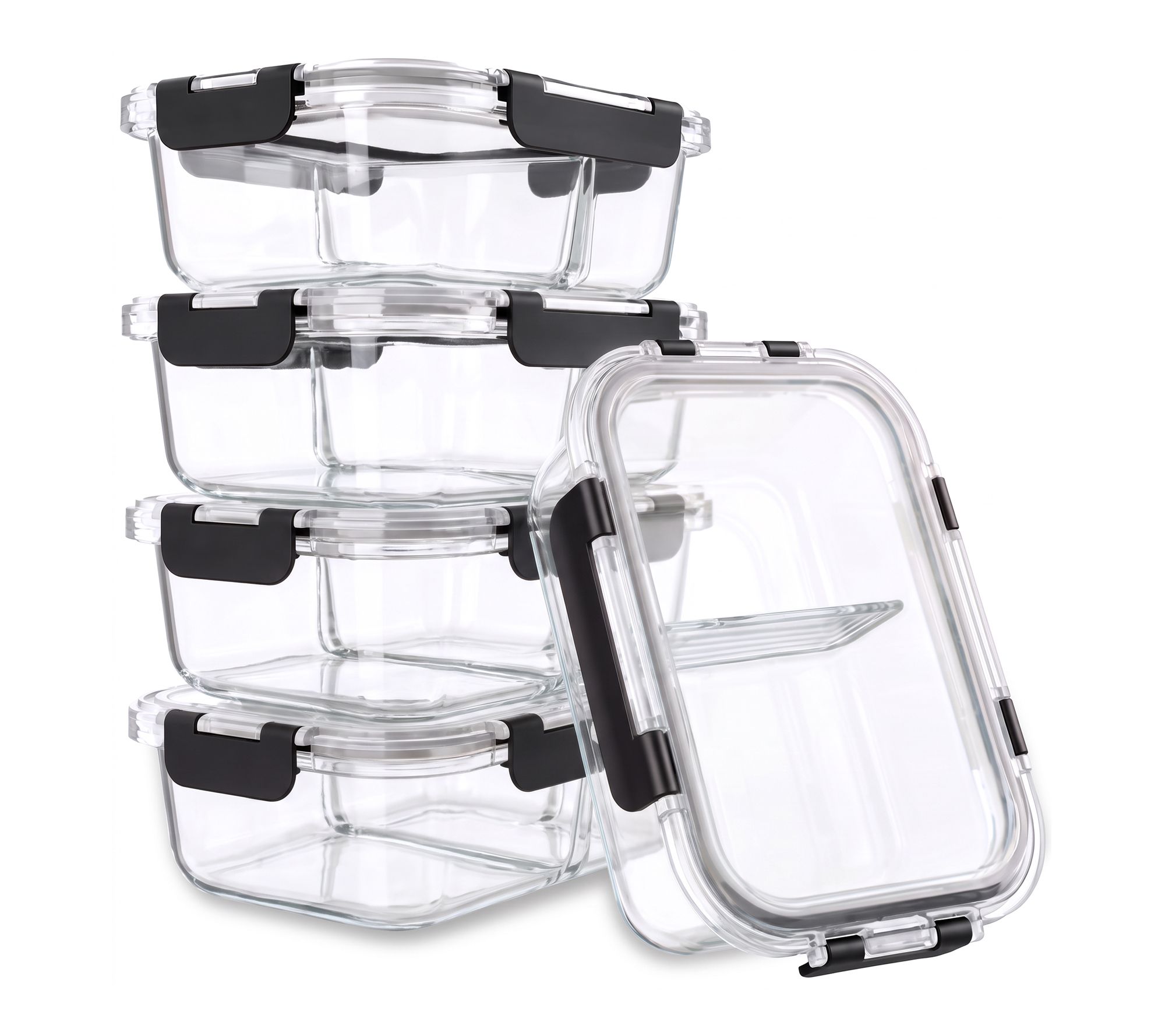 Sorbus 5-Pack Glass Food Storage Containers, 2 -Compartment