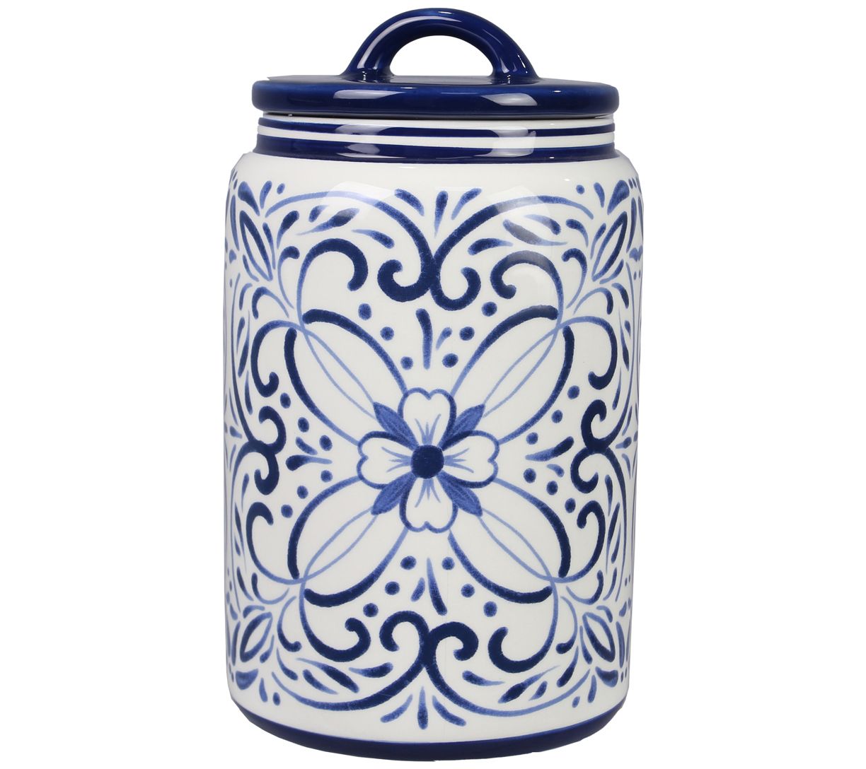 Young's Inc Ceramic Blue And White Talavera Canister 4pcs Set With