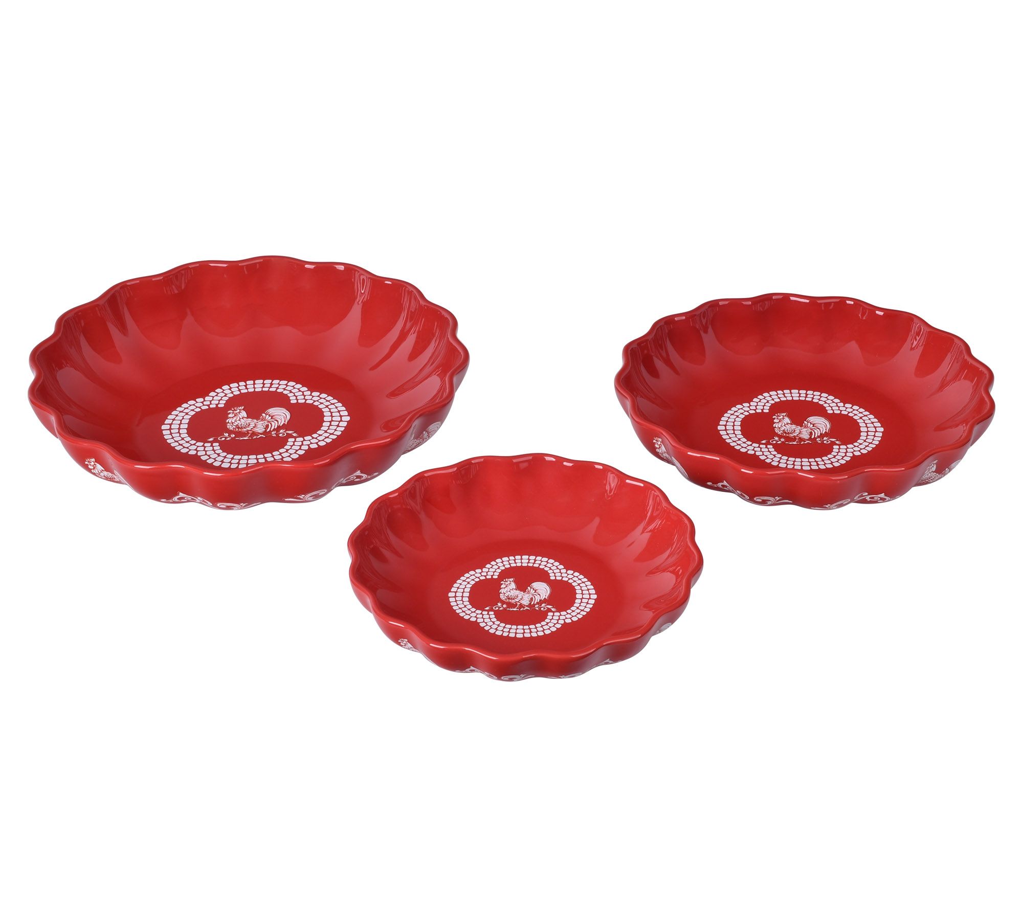 Temp-tations Doodle Doo S/3 Nesting Scalloped Edge Bakers