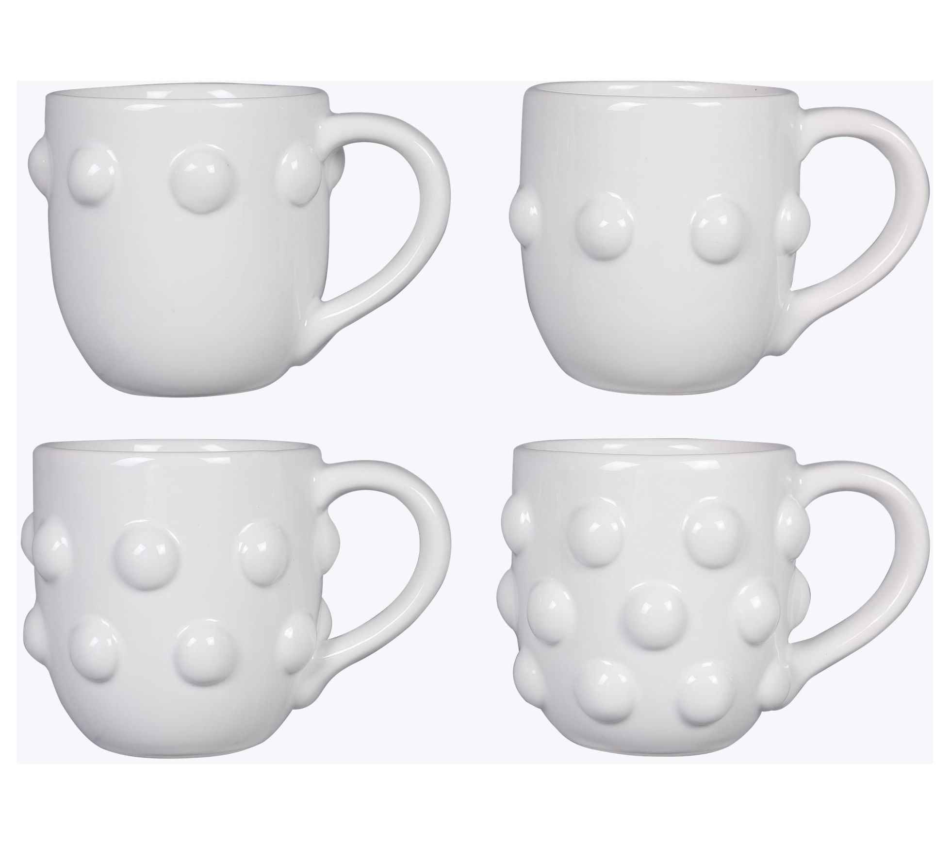 Young's Inc Set of 4 Ceramic Large Hobnail Mugs - QVC.com