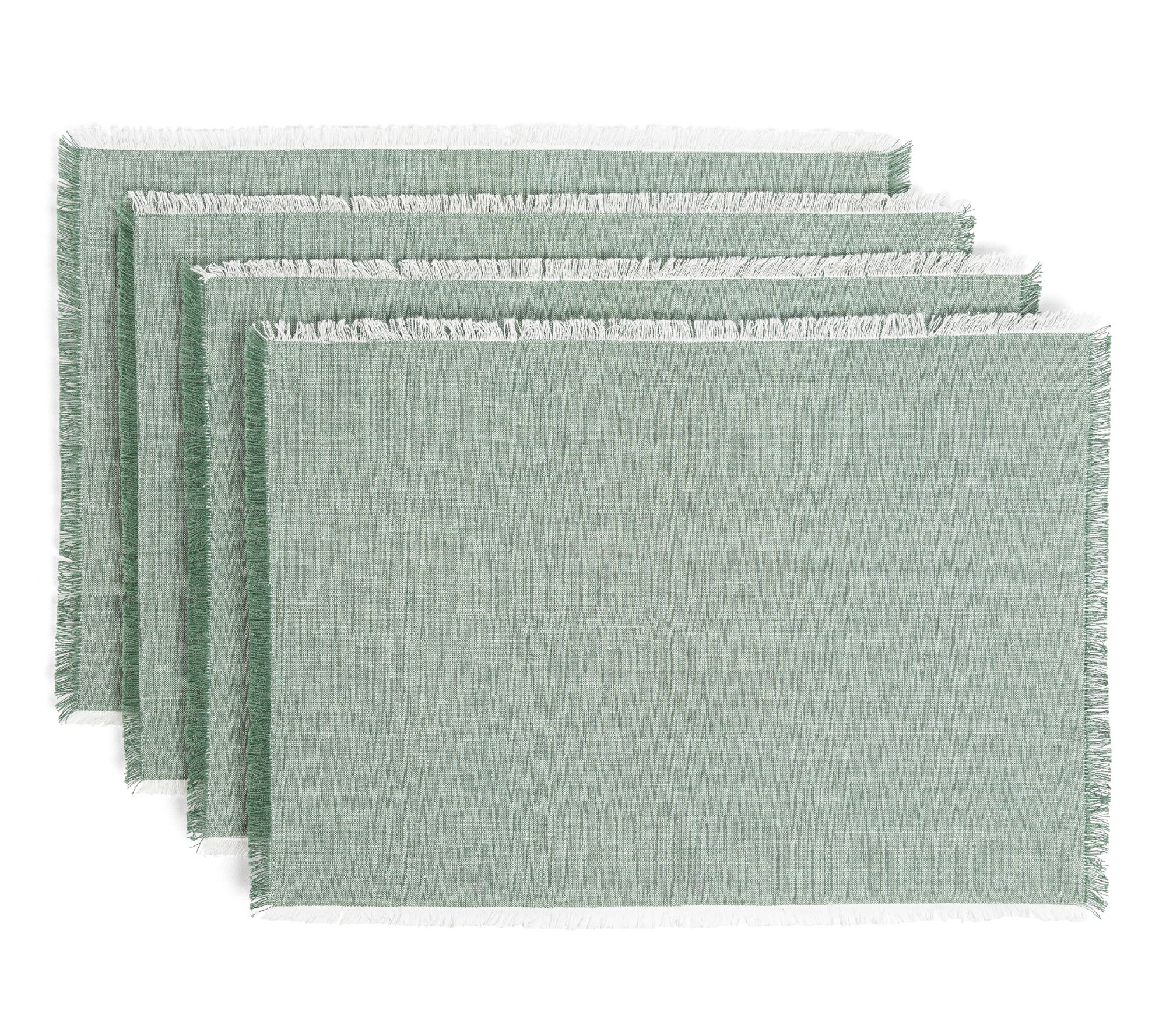 over&back Set of 4 Woven Frayed Chambray Placemats-100% Cotton