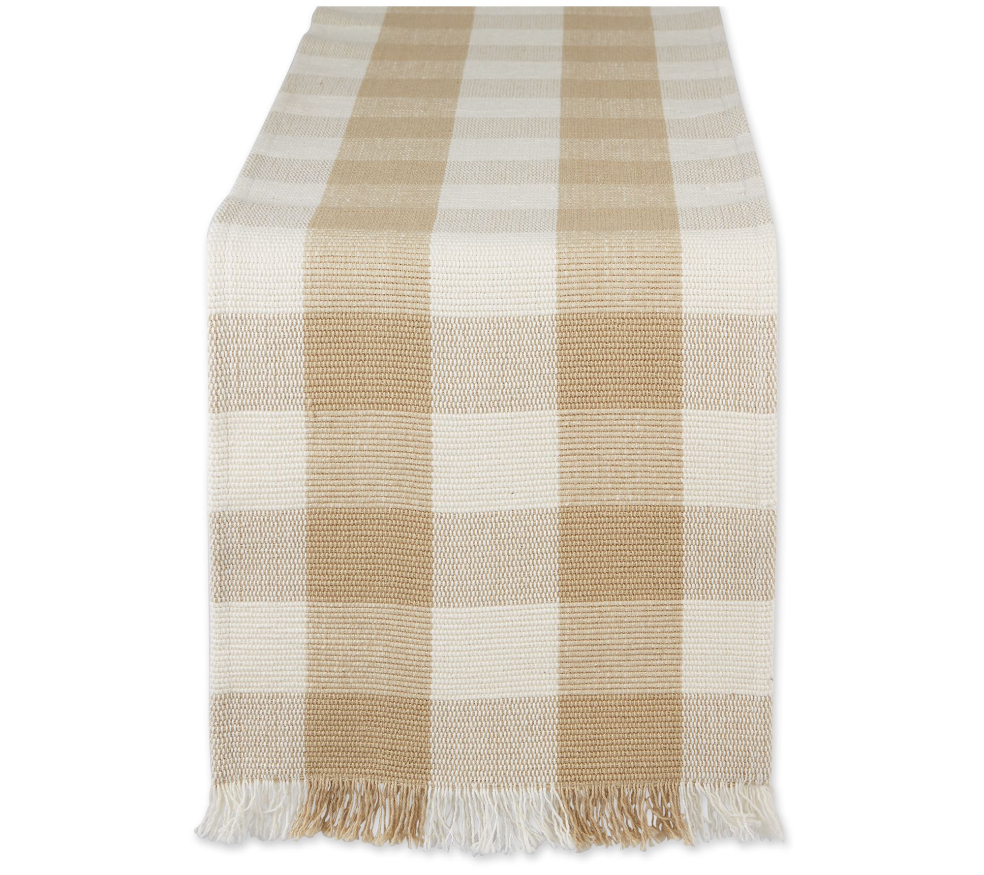 Design Imports Check Fringe Table Runner 13x108