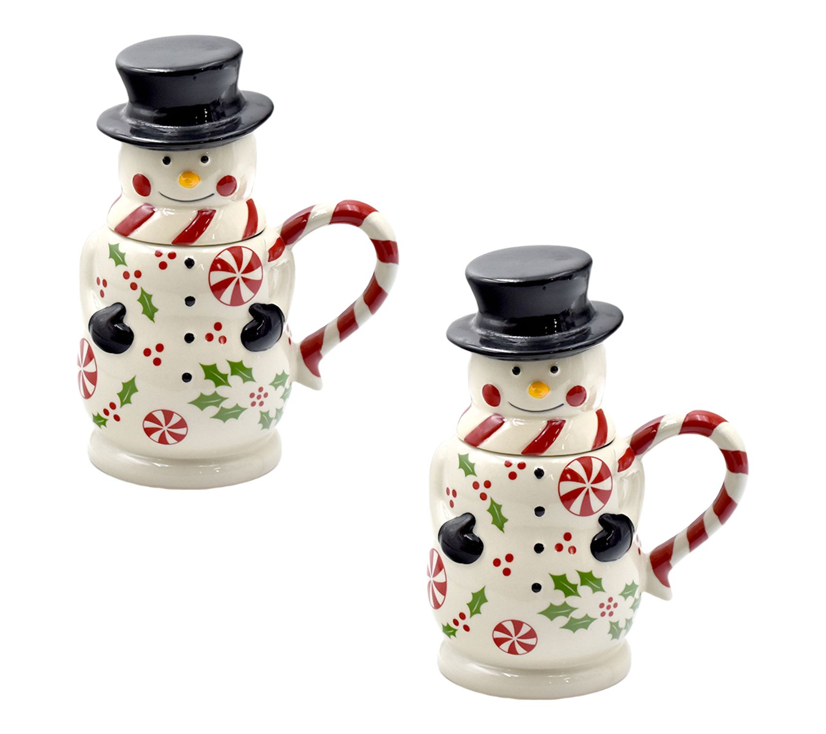 "As Is" Temp-tations Nostalgic Seasonal Set/2 Snowman Mugs