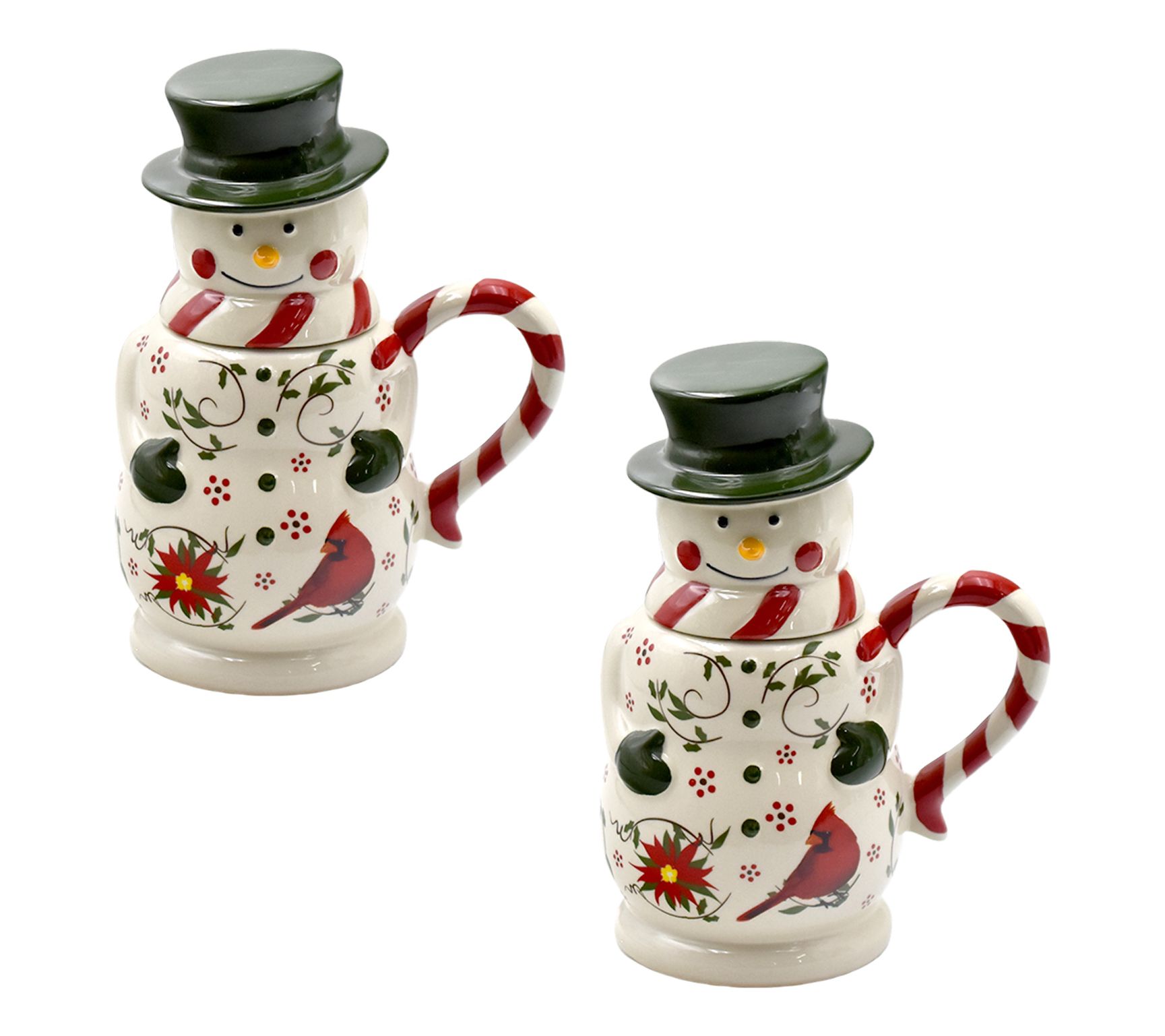 "As Is" Temp-tations Nostalgic Seasonal Set/2 Snowman Mugs