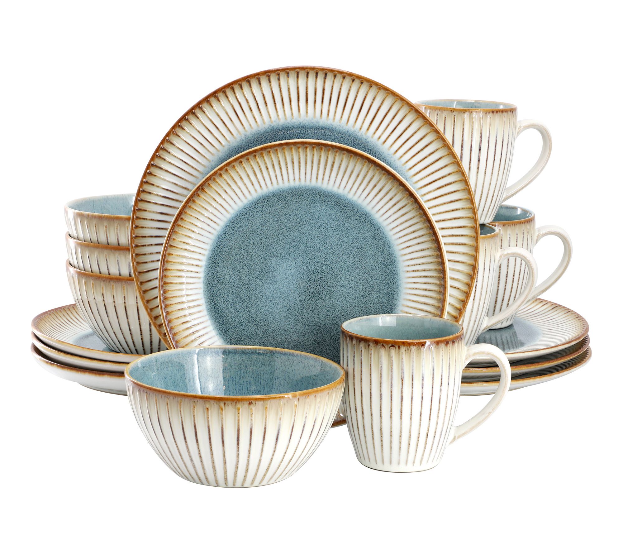 Elama 16 Piece Stoneware Dinnerware Set
