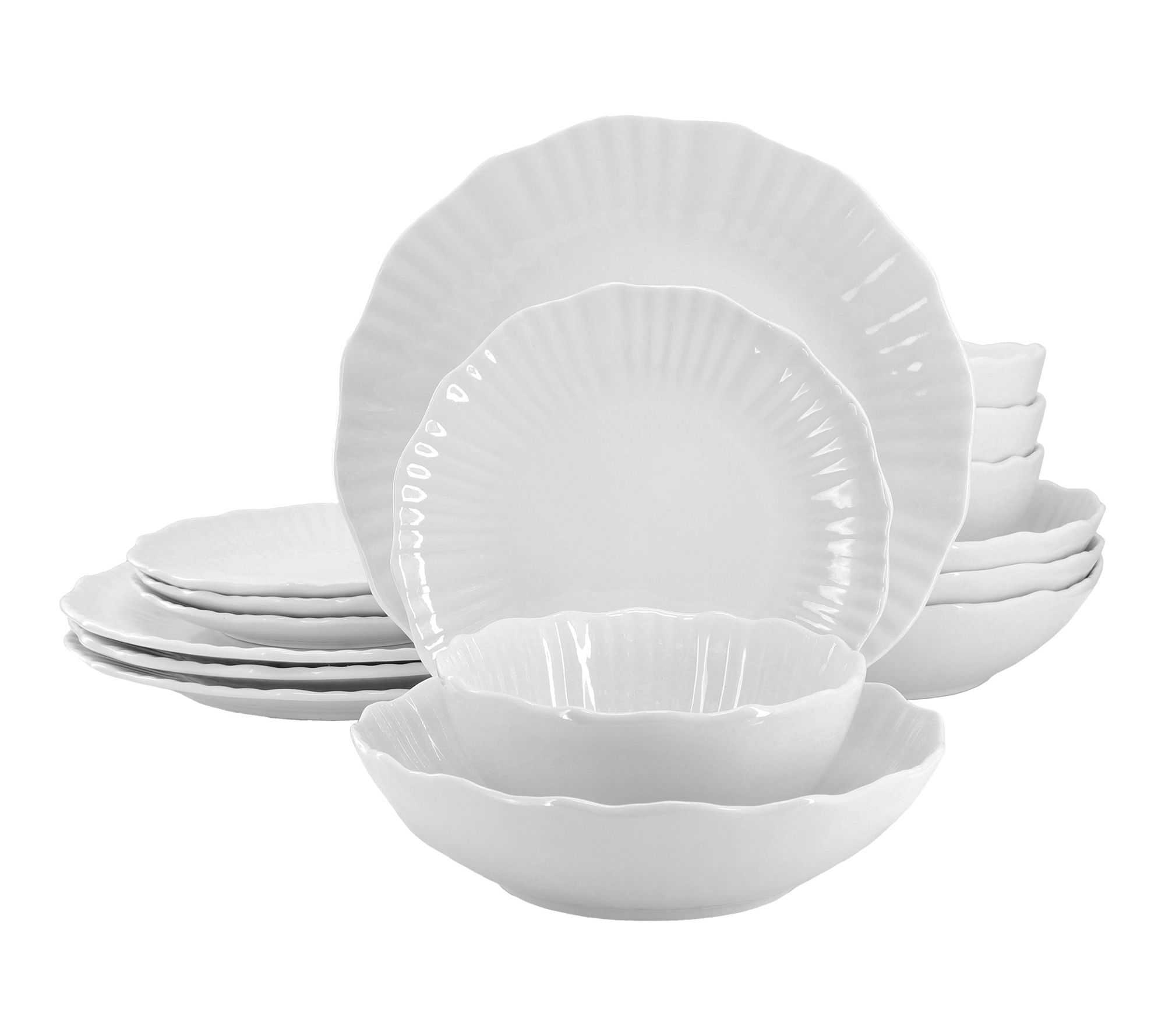 Elama Millie 16 Piece Double Bowl Porcelain Dinnerware Set